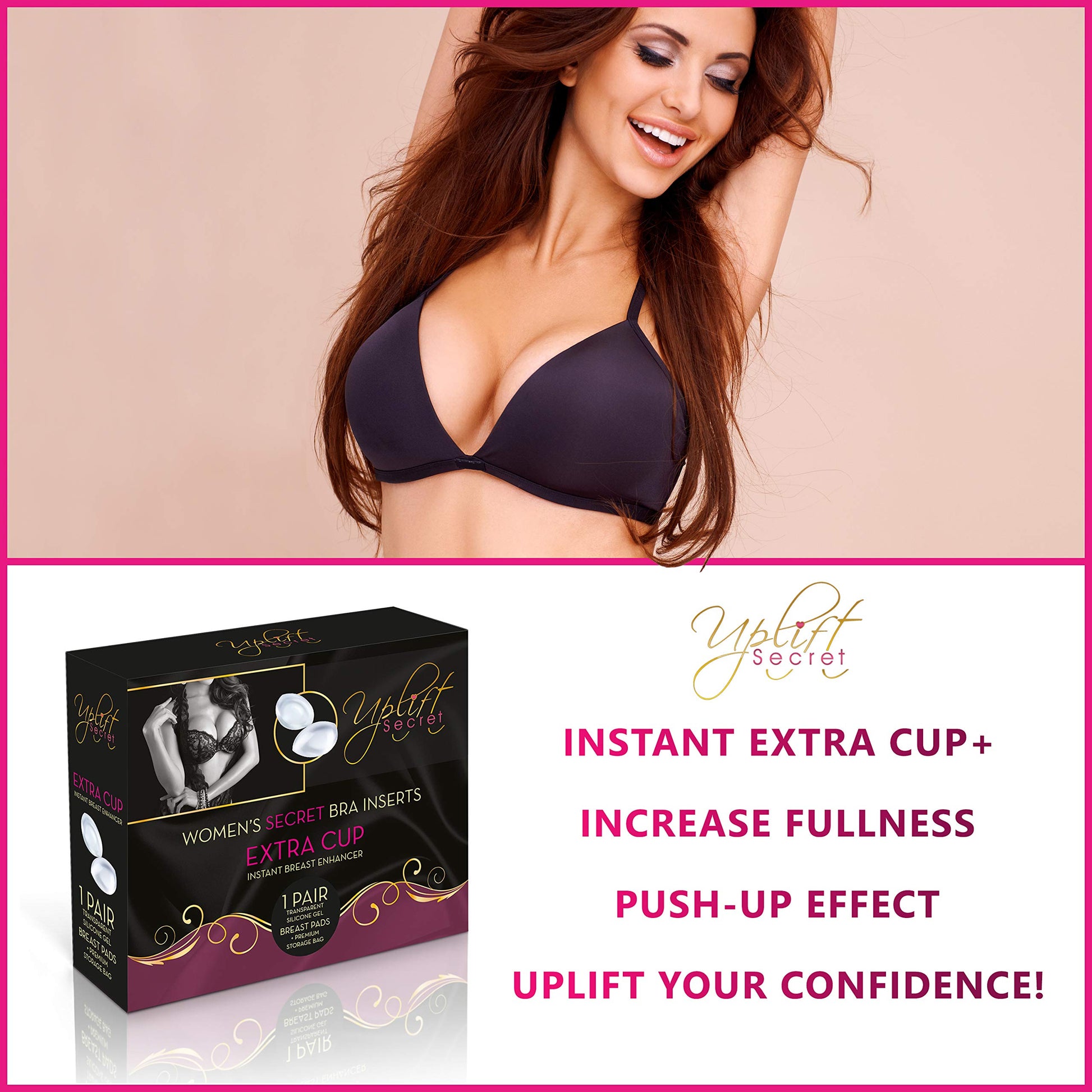 Silicone Bra Inserts - Clear Gel Push Up Breast Pads - Bra Padding Bust Enhancer