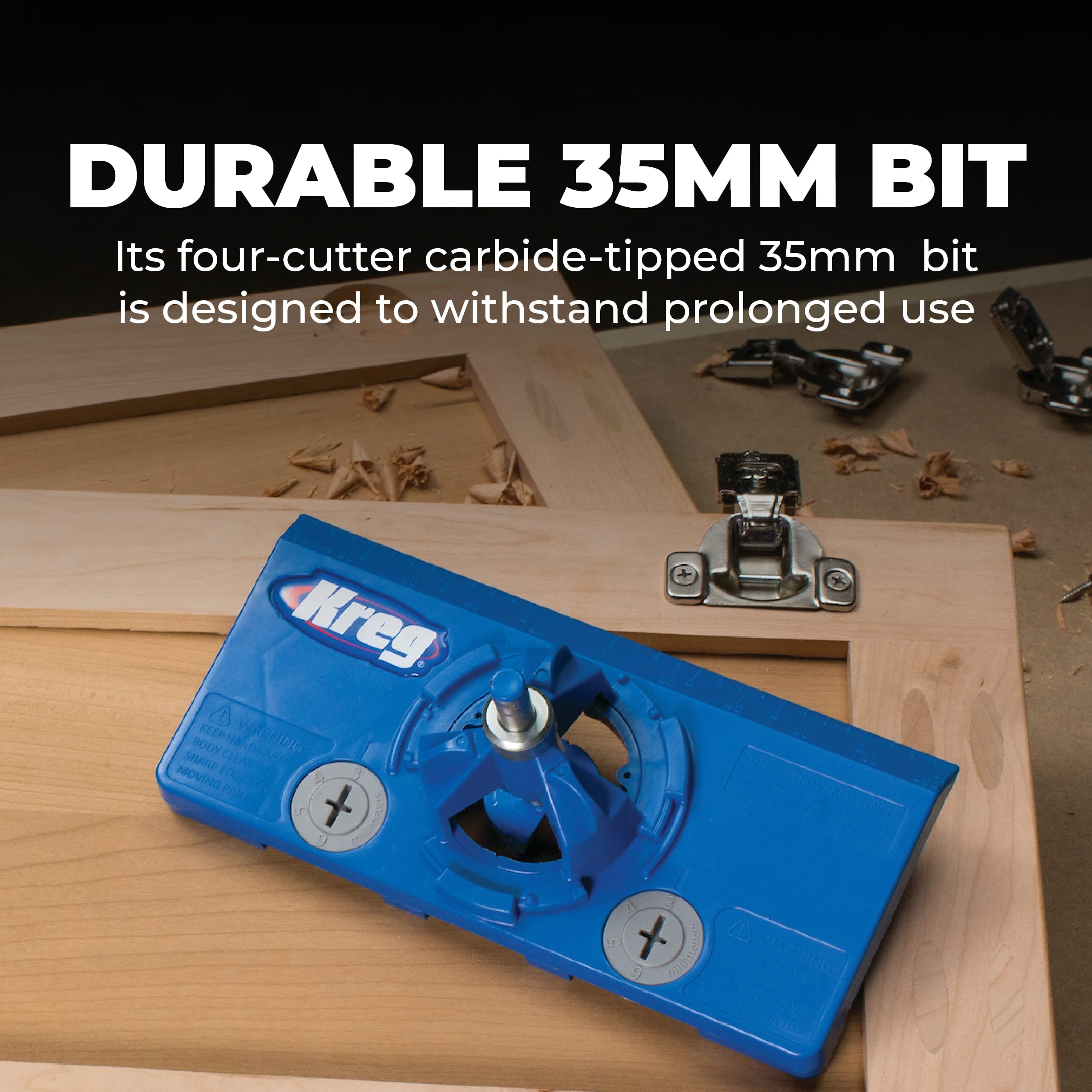 Kreg KHI-HINGE Concealed Hinge Jig – Precision Cabinet Door Hinge Tool – Drill Guide for Concealed (Euro) Cabinet Hinge Installation – Adjustable Boring Jig – 35mm cup-style concealed hinges