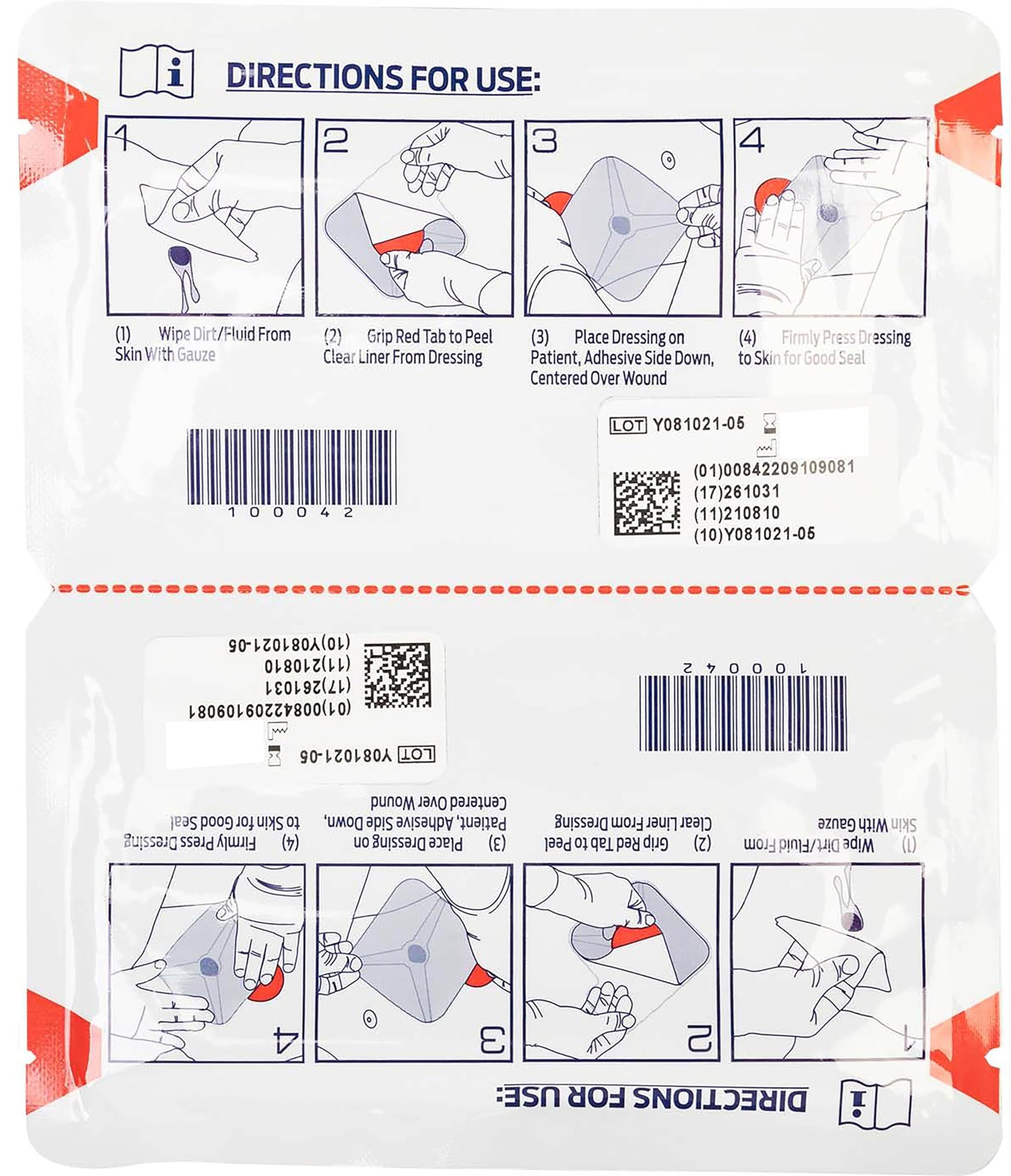 North American Rescue HyFin Vent Chest Seal (Twin Pack) NAR Vented Compact Chest Seals for Wounds, Trauma (10-0042)