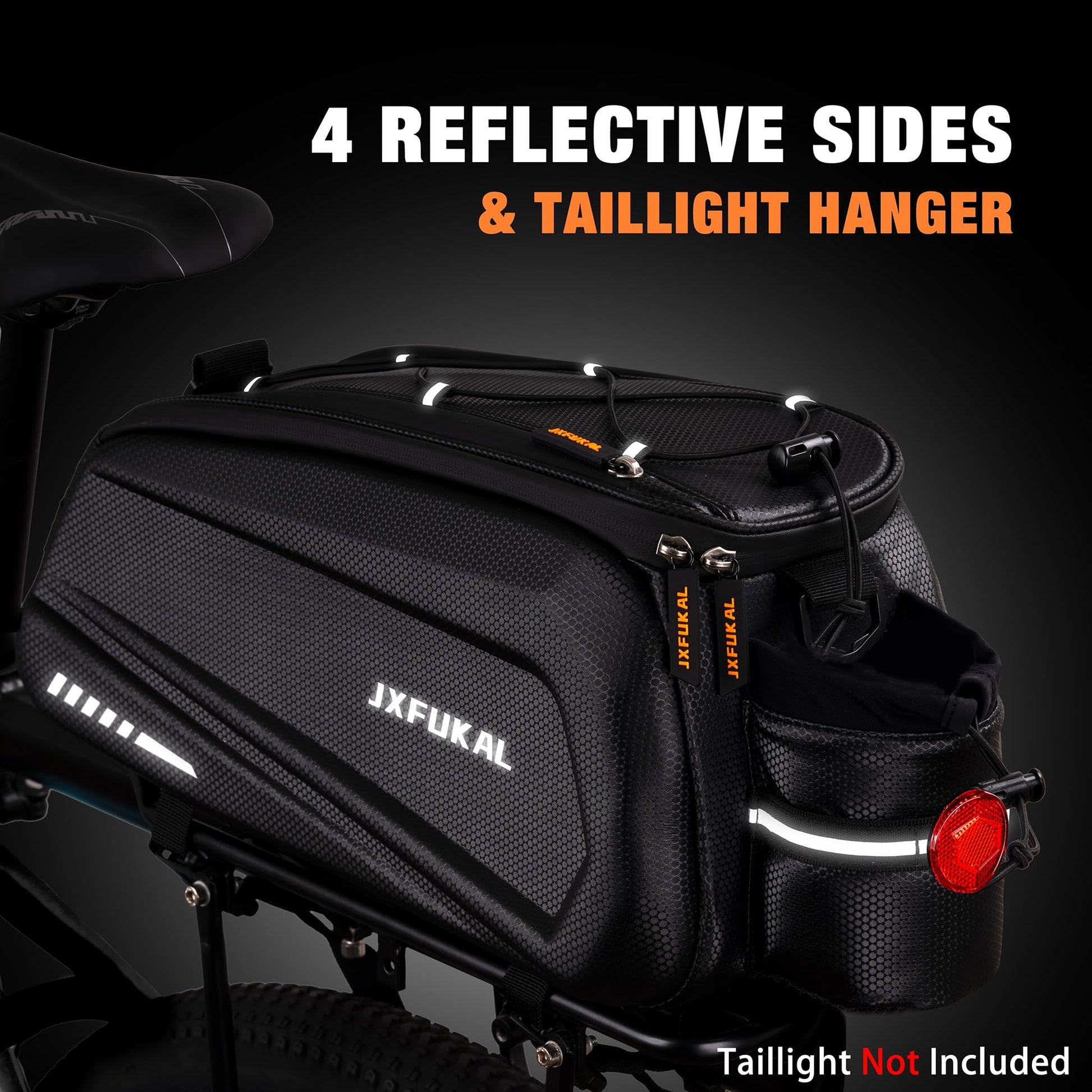 JXFUKAL Bike Bags for Bicycle Rear rack - 9.5L/17L/40L Hard Shell Waterproof Bike Ebike Trunk Pannier Saddle Seat Bag Carrier with Reflector, Rain Cover & Shoulder Strap for Commuter Travel Outdoor