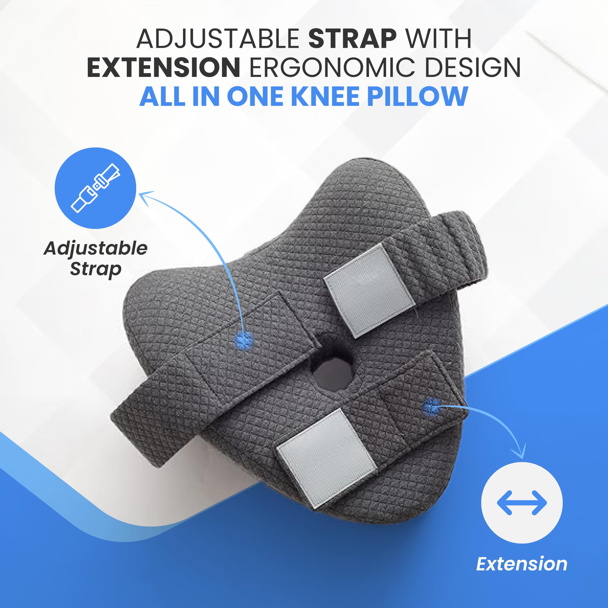 TULARIS Knee Pillow for Side Sleepers Hip Pain - Between Leg Pillow for Side Sleeping - Sciatica Pain Relief Support for Lower Back, Knees, Joints, and Spine