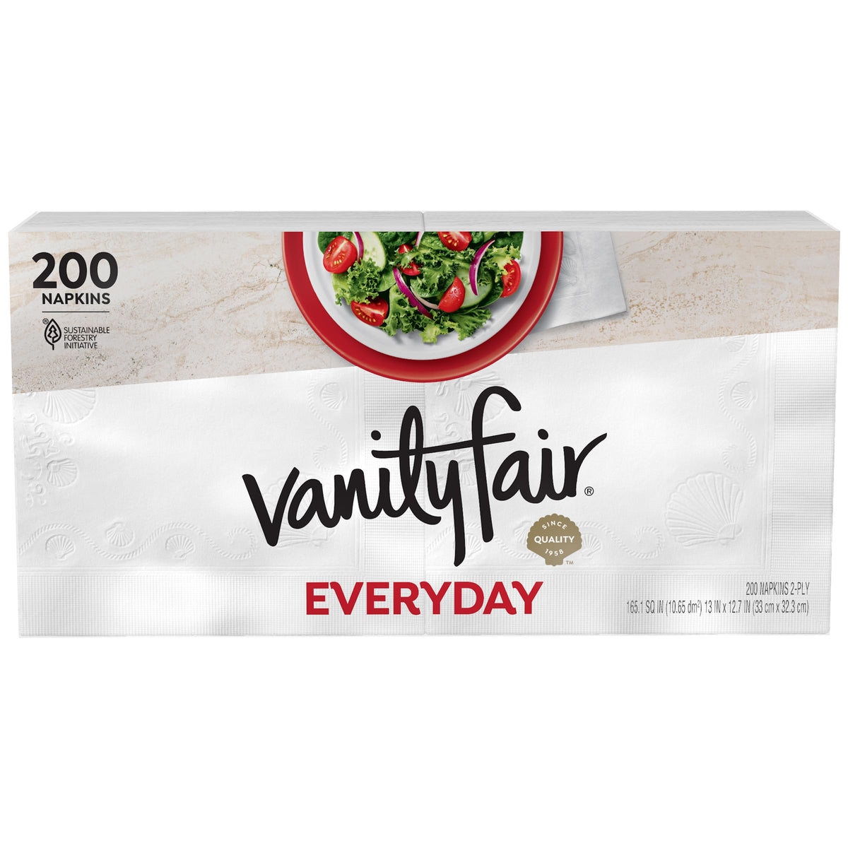 Vanity Fair Everyday Paper Napkins, 200 Count, Disposable Napkins Made Soft And Smooth For Everyday Meals