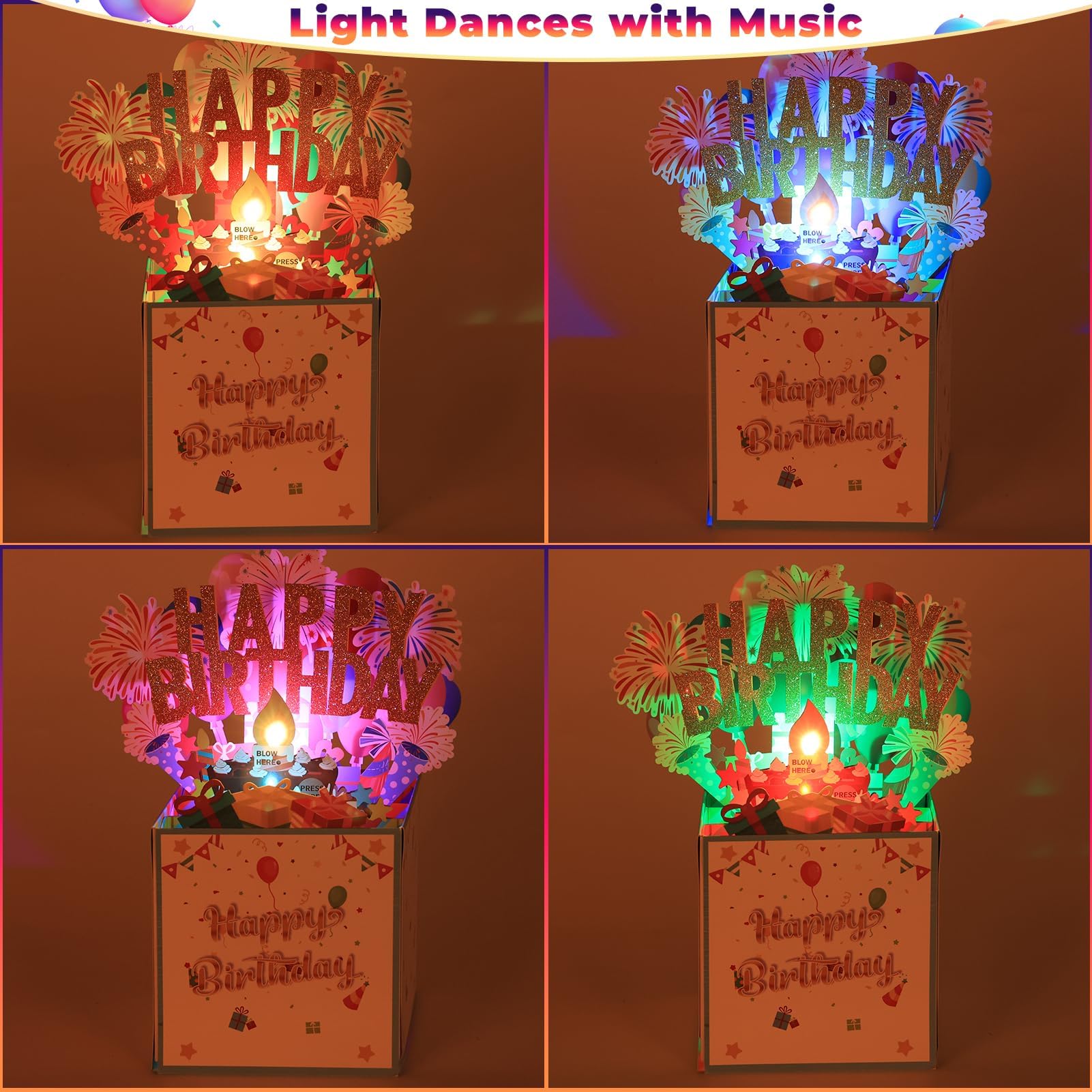 Large Pop Up Birthday Cards with Blowable Lights and Music,1-100 Ages Funny Happy Birthday Cards 3D Greeting Cards Special Birthday Gifts for Kids Teens Women Men Son Daughter