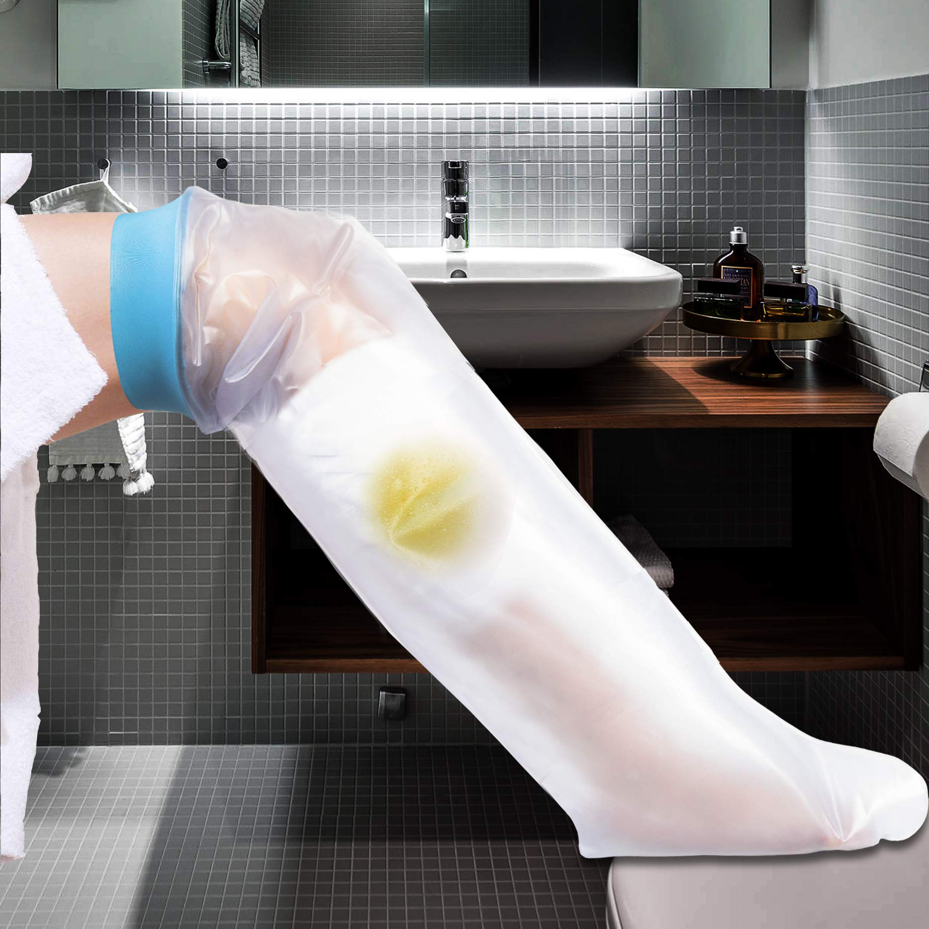 Asunby Cast Covers for Shower Leg Adult Waterproof full Leg Protector Shower Bandage Wound Showering for Broken Leg Knee Foot Ankle Wound Burns Care Supplies, After Surgery Gifts,Reusable