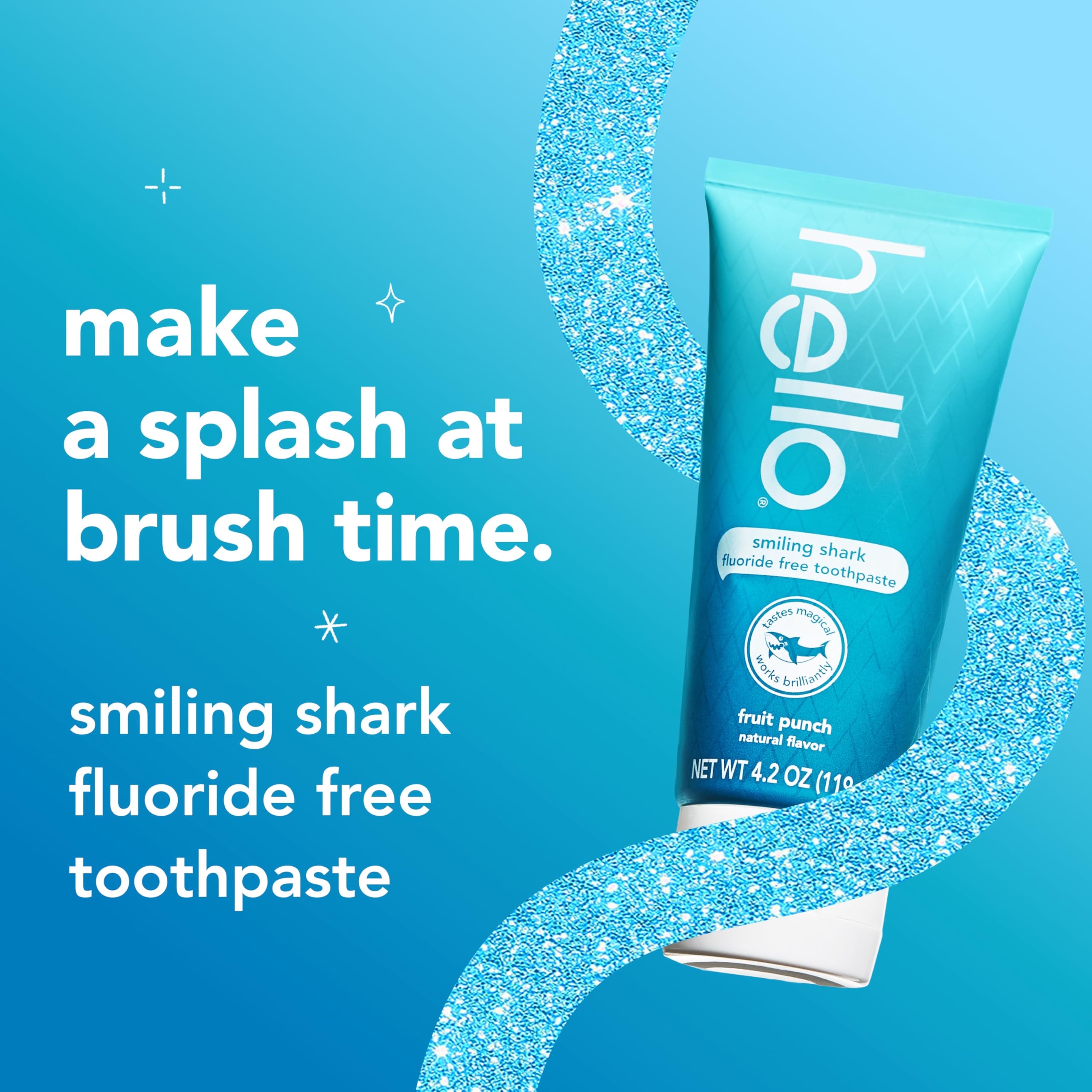 hello Smiling Shark and Fresh Watermelon Fluoride Free Kids Toothpaste Pack, Includes 4.2 oz Smiling Shark Kids and 4.2 oz Fresh Watermelon Toothpaste