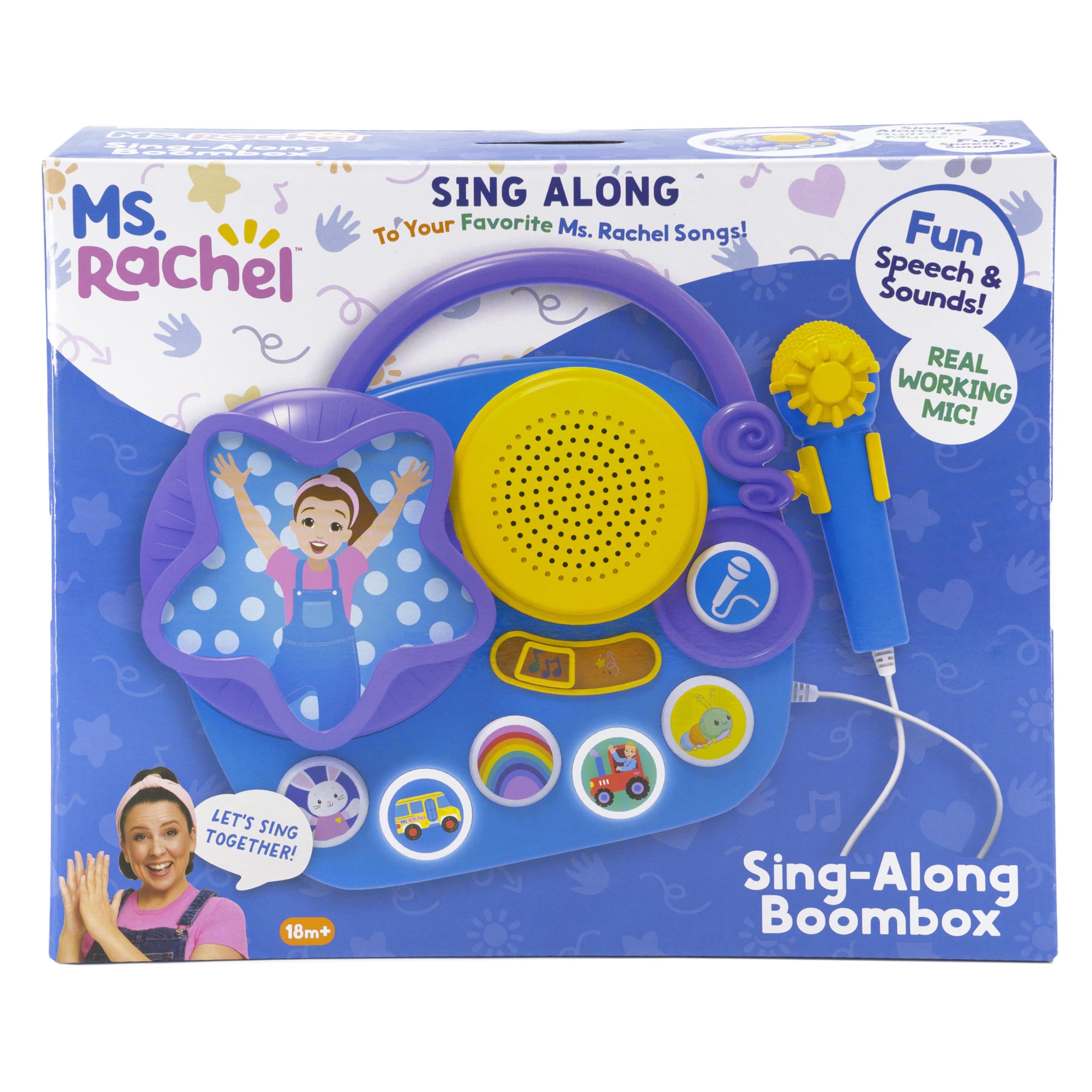 eKids Ms Rachel Karaoke Microphone with Boombox for Fans of Toddler Toys, Kids Karaoke Machine with Built in Music