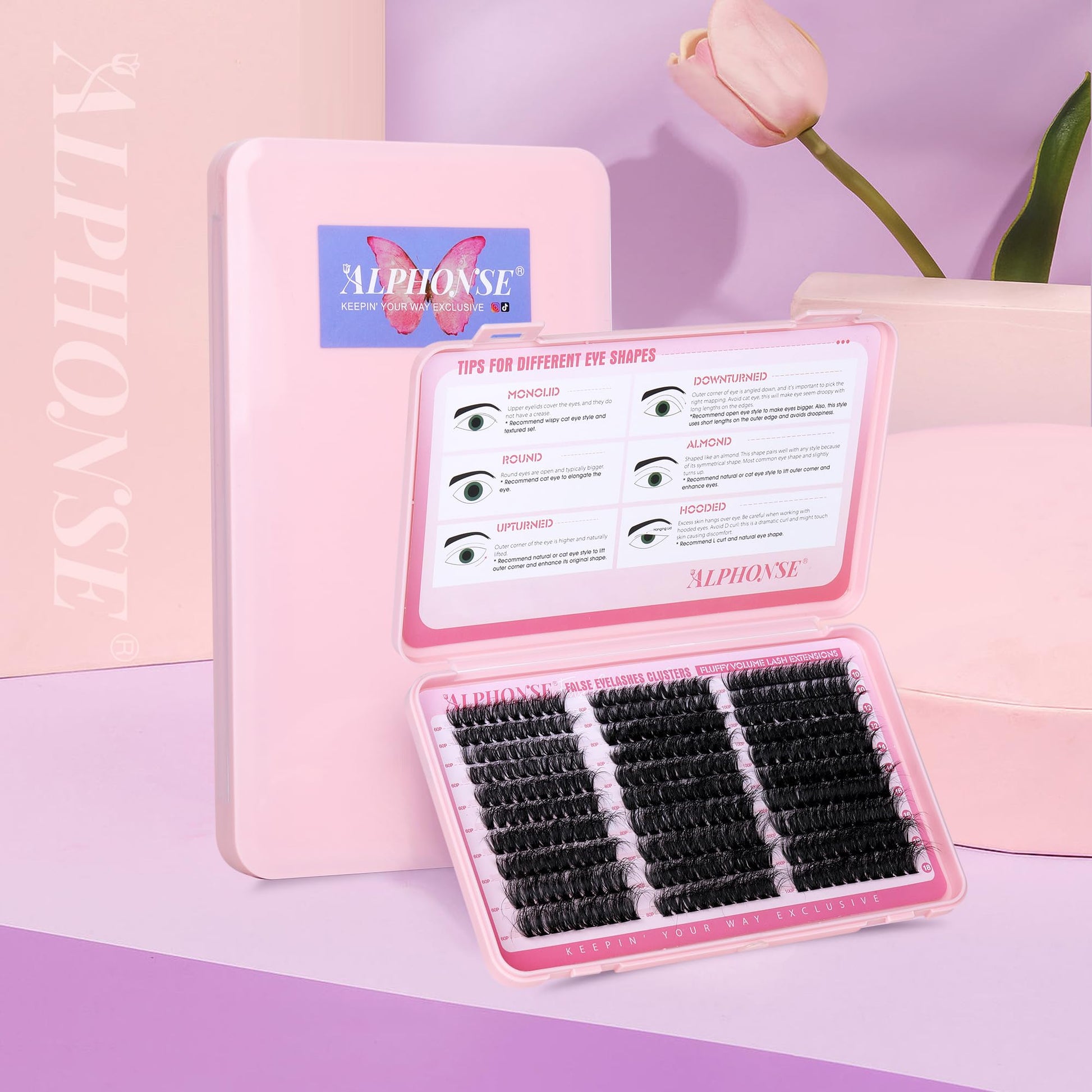 Fluffier Lash Clusters Thick Volume Lash Extension 10-18mm Cluster Eyelash Extensions DIY Individual Lashes Wispy at Home Pestañas Pelo a Pelo by ALPHONSE (60D+80D+100D, 300pcs)