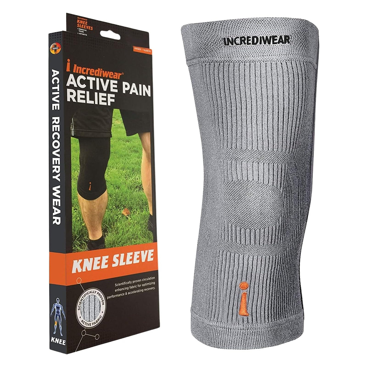 Incrediwear Knee Sleeve - Knee Braces for Knee Pain, Joint Pain Relief, Swelling, Inflammation Relief, and Circulation, Knee Support for Women and Men, Fits 18"-22" Above Kneecap (Grey, Large)