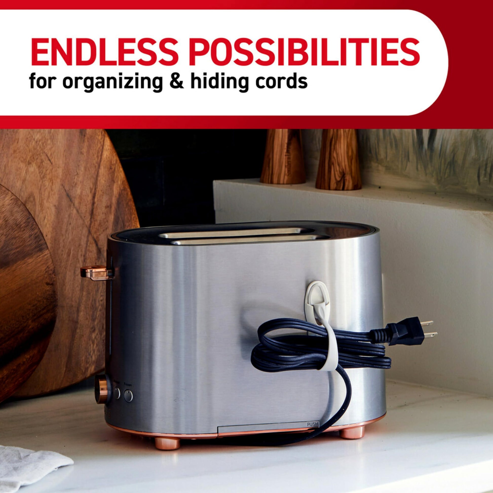 Command Cord Bundlers, Damage-Free Hanging Cord Organizer, No Tools Cord Bundler for Hanging Electrical Cables, 6 Gray Cord Bundlers and 12 Command Strips