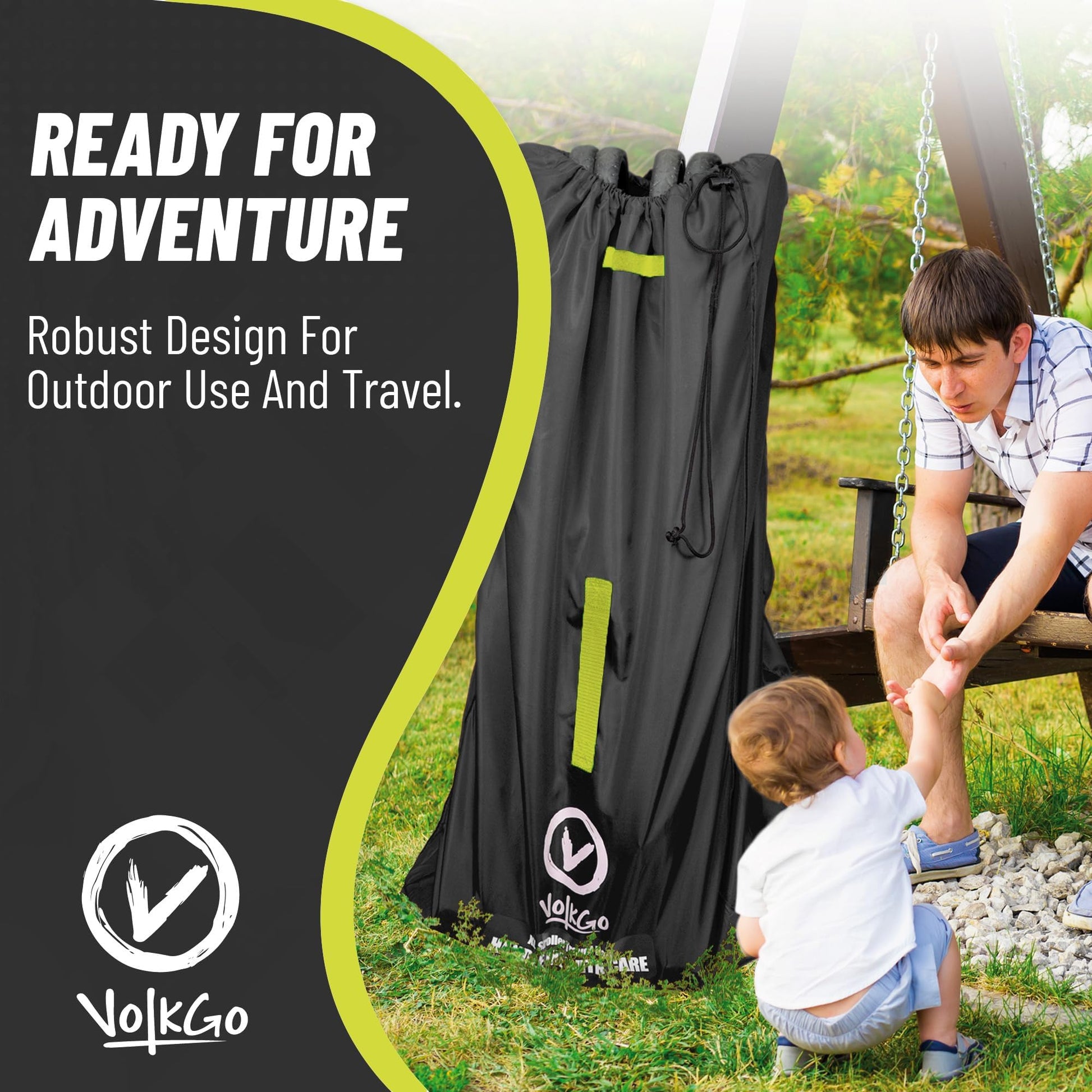 V VOLKGO Extra Large Stroller Bag for Airplane with Padded Backpack Shoulder Straps, Double Stroller Cover for Air Travel, Jogger & Carrier - Fits Most Sizes, Gate Check Bag, Waterproof Travel Cover.