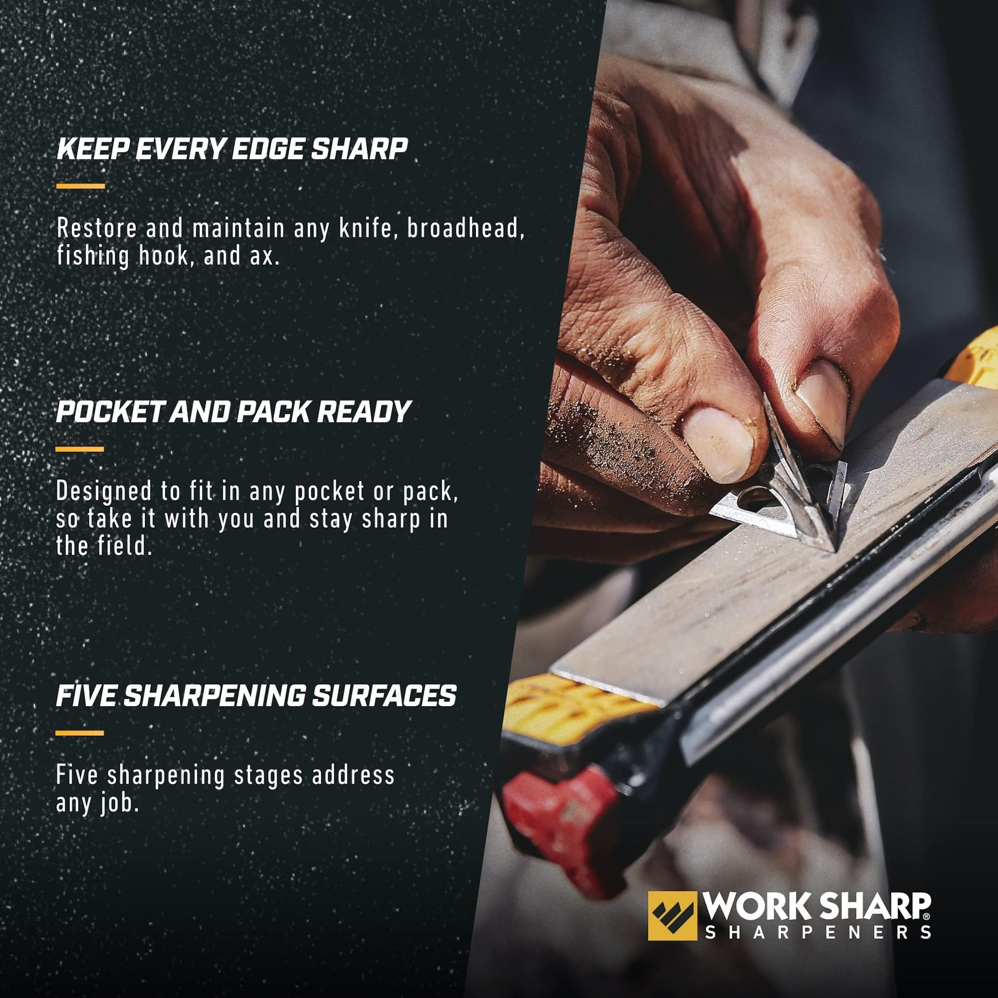 Work Sharp Guided Field Sharpener, Compact Travel Knife Sharpener Tool