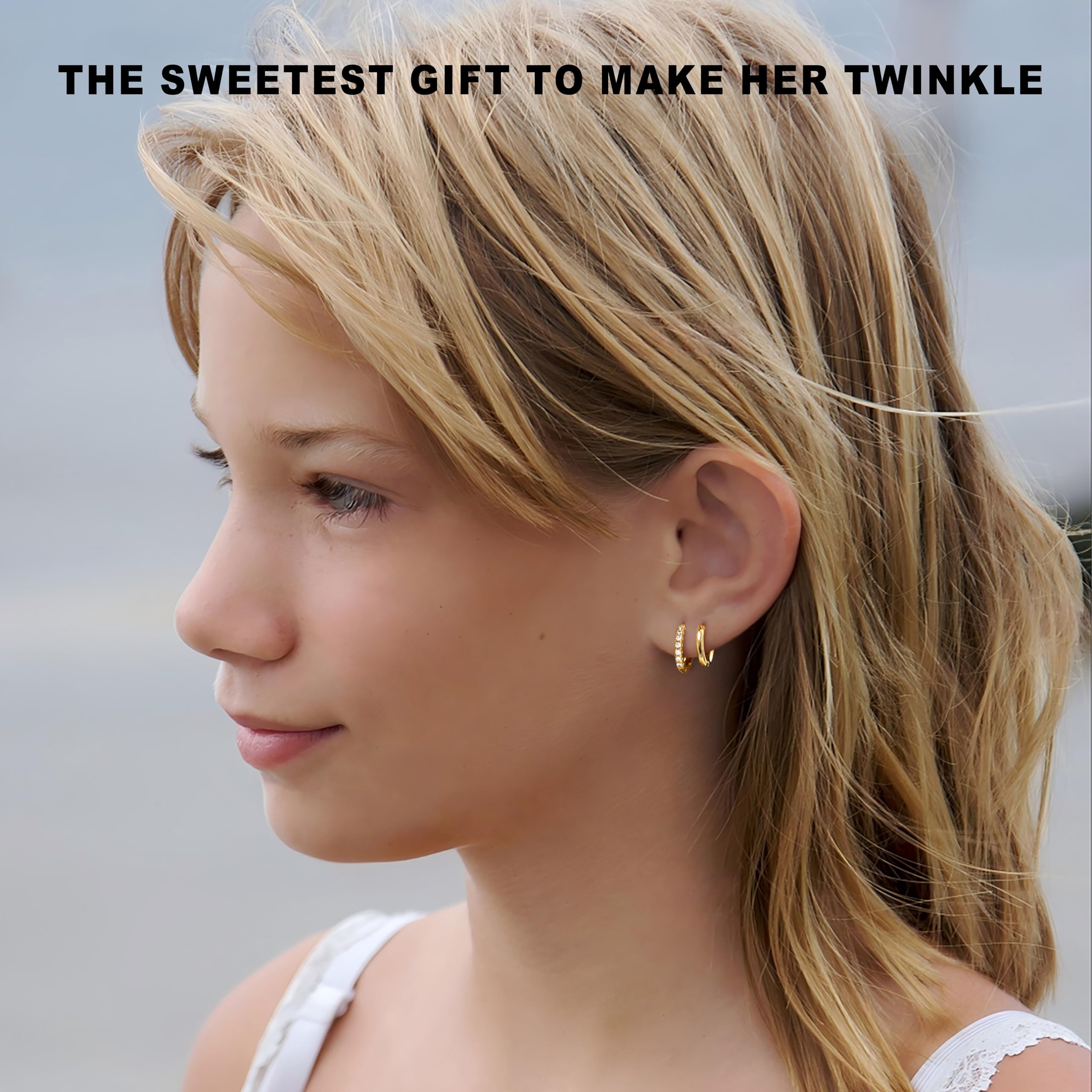 Gold Hoop Earrings for Women Trendy Hypoallergenic Small Huggie Cartilage Stack Cute Earring Set for Sensitive Ears Clip On 14K Gold Helix Conch Rook Tragus Daith Piercing Jewelry Gifts for Mom Accessories