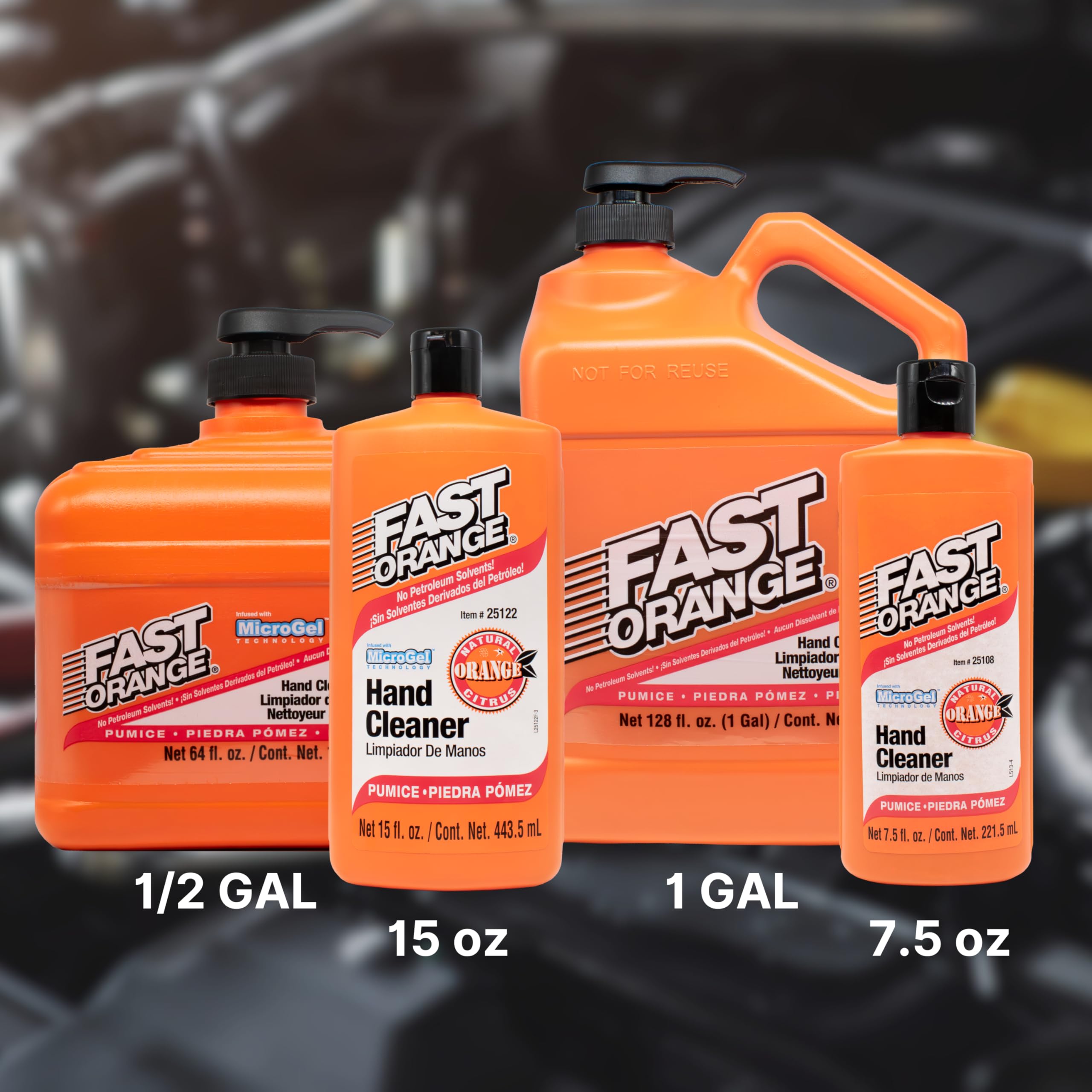 Fast Orange Permatex 25217 Pumice Lotion, Heavy Duty Hand Cleaner, Natural Citrus Scent, Waterless Cleaner For Mechanics, Strong Grease Fighter, 1/2 Gallon, Orange, 64 Fl Oz (Pack of 1)