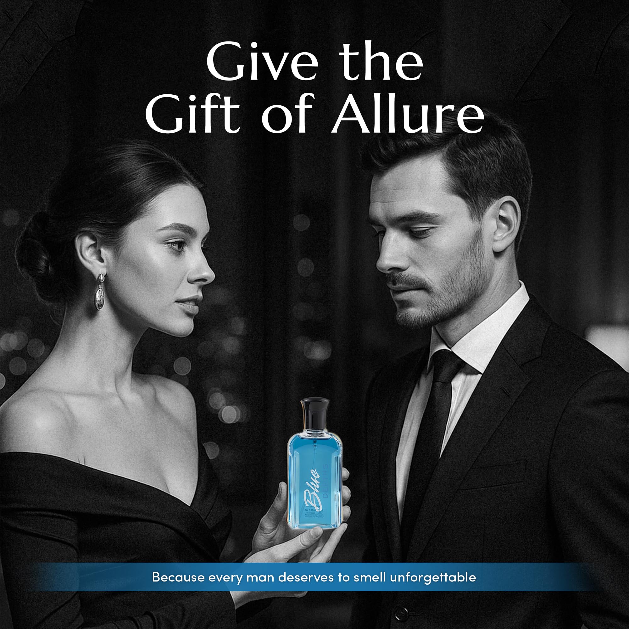 PB ParfumsBelcam Blue Depths Eau de Toilette Fragrance Spray - 2.5 Fl Oz. Fresh Aquatic Cologne for Men with Crisp Citrus, Warm Musk & Amber Scent, Crafted with Premium Oils for Day & Night Use
