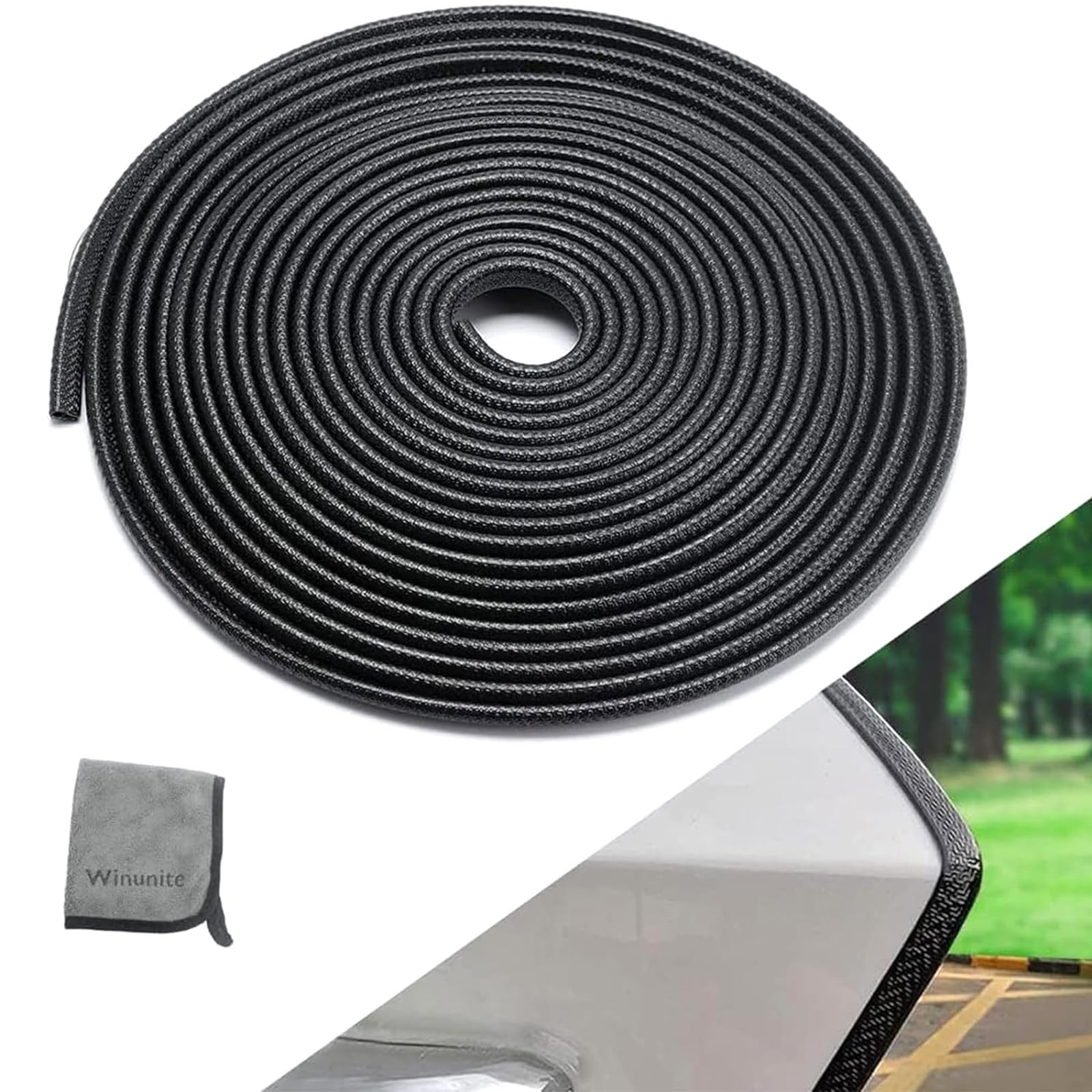 Winunite 32.8ft (10m) Car Door Edge Guards Black – Rubber, No Glue, U-Shaped, Built-in Metal Clips, Fits Most Vehicles, Fade-Resistant, Scratch- and Chip-Resistant – Reduces Dings in Parking Lots