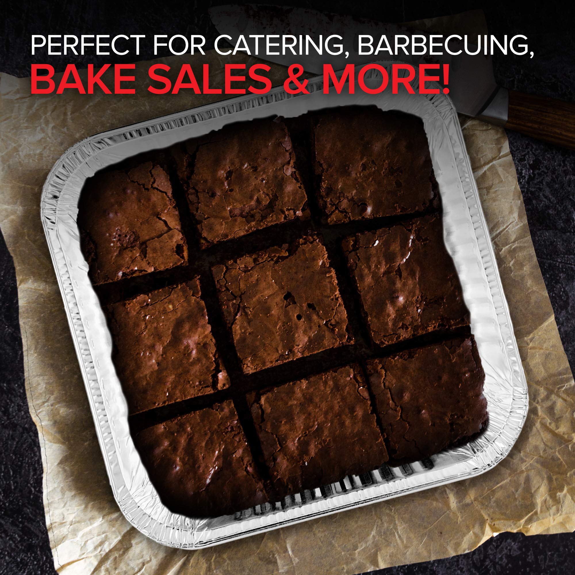 8x8 Foil Pans with Lids (20 Pack) 8 Inch Square Aluminum Pans with Covers -Disposable Food Containers Great for Baking Cake, Cooking, Heating, Storing, Prepping Food