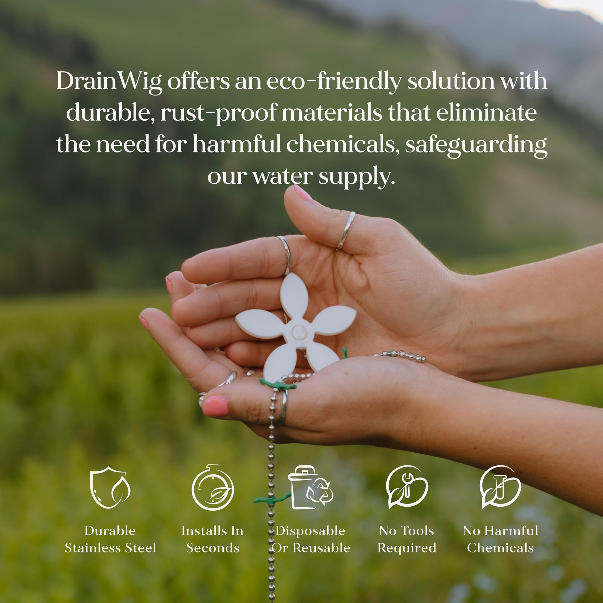 ​DrainWig Shower Drain Hair Catcher – Disposable White Flower (2-Pack) – No-Touch Hair Removal for Flat Shower Drains – As Seen on Shark Tank