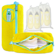 CNEYSID XXL Shoe Washing Machine Bag - 2-Pack Reusable Shoes Cleaning Bags, 360° Deep Clean for Tennis Shoes, Sneakers and Slippers, Includes 2 Shoe Storage Dust Bags (Yellow)