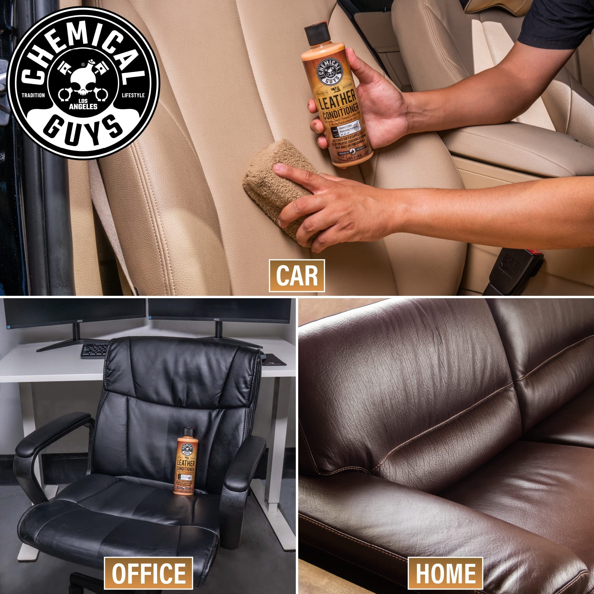 Chemical Guys SPI_109_16 Leather Cleaner and Conditioner Kit for Use on Leather Apparel, Furniture, Car Interiors, Shoes, Boots, Bags & More (2 - 16 fl oz Bottles)