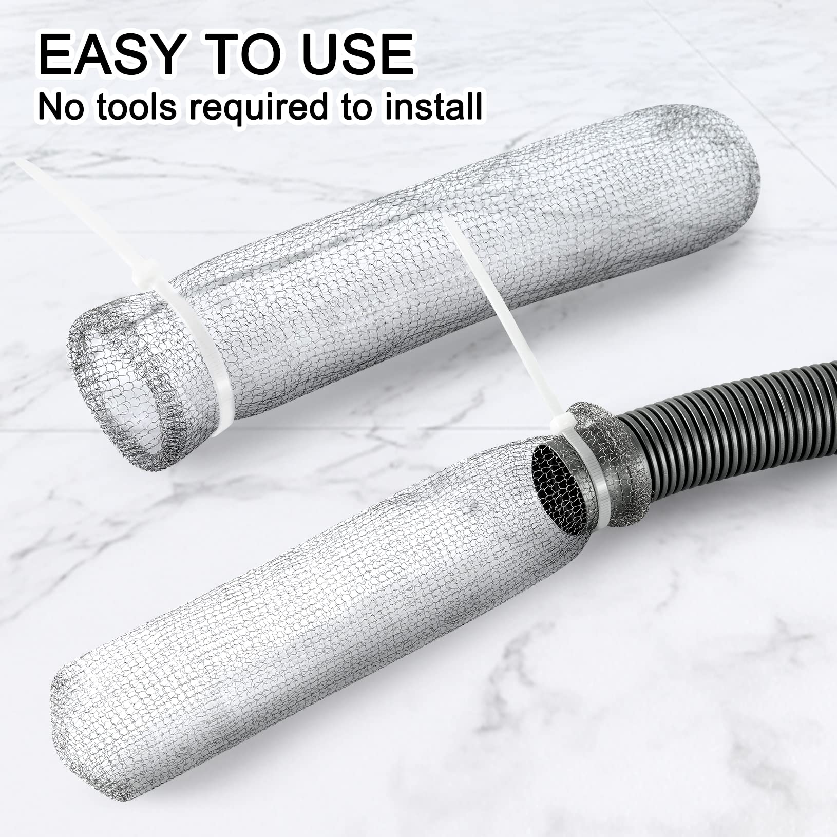 24 Pieces Lint Traps Washing Machine Stainless Steel Lint Snare Traps Laundry Mesh Washer Hose Filter with 24 Pcs Cable Ties