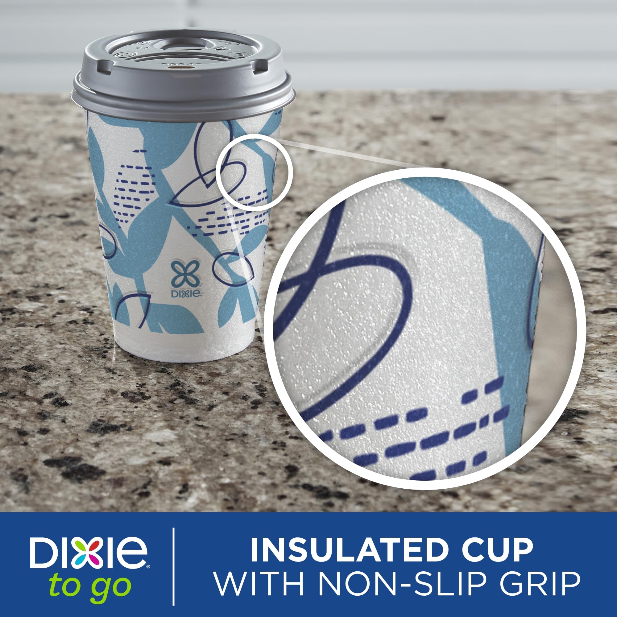 Dixie To Go Paper Coffee Cups With Lids, 12 oz, 14 ct, Disposable Insulated Paper Cups for On-The-Go Hot or Cold Beverages