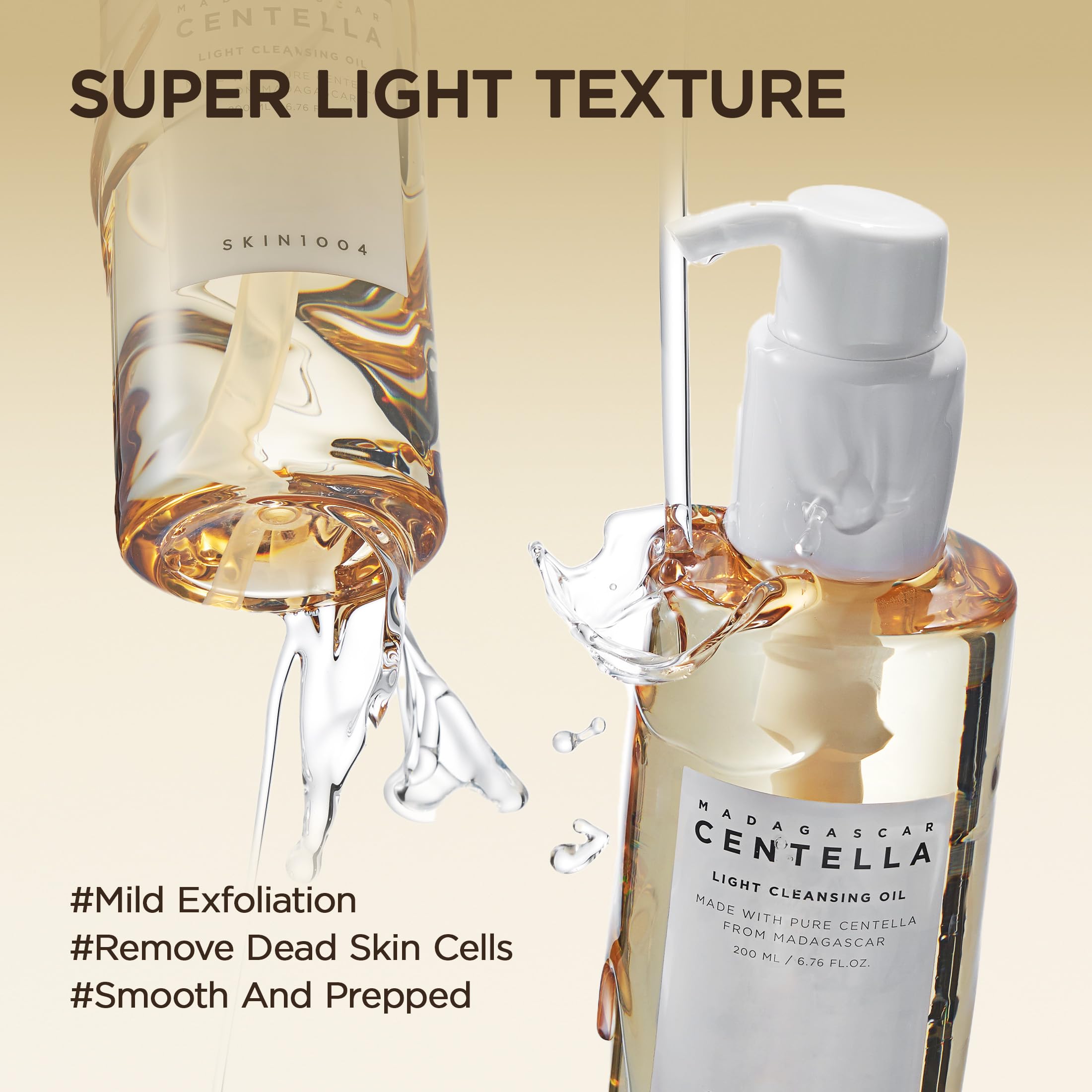 SKIN1004 Madagascar Centella Light Cleansing Oil 6.76 fl.oz, 200ml | Gentle Oil Cleanser for Face, Korean Facial Cleanser, Double Cleansing