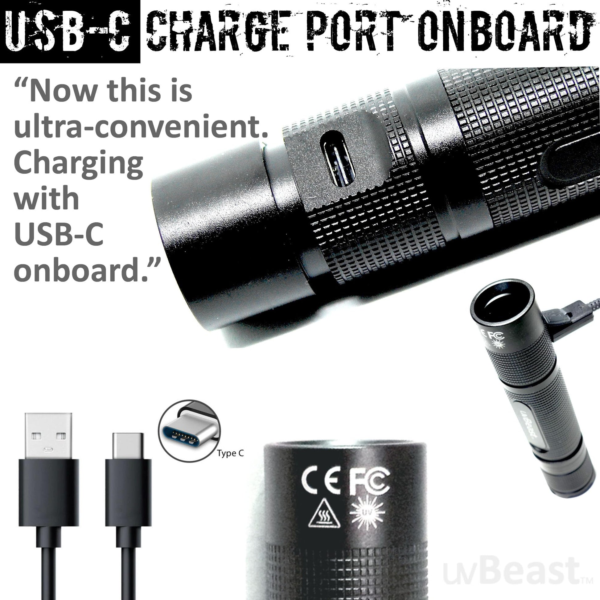 uvBeast New V3 365nm MINI - Black Light UV Flashlight – High Definition Pure Ultraviolet - Professional Grade High Power Upgraded 5 Core UV LED – USA Stock