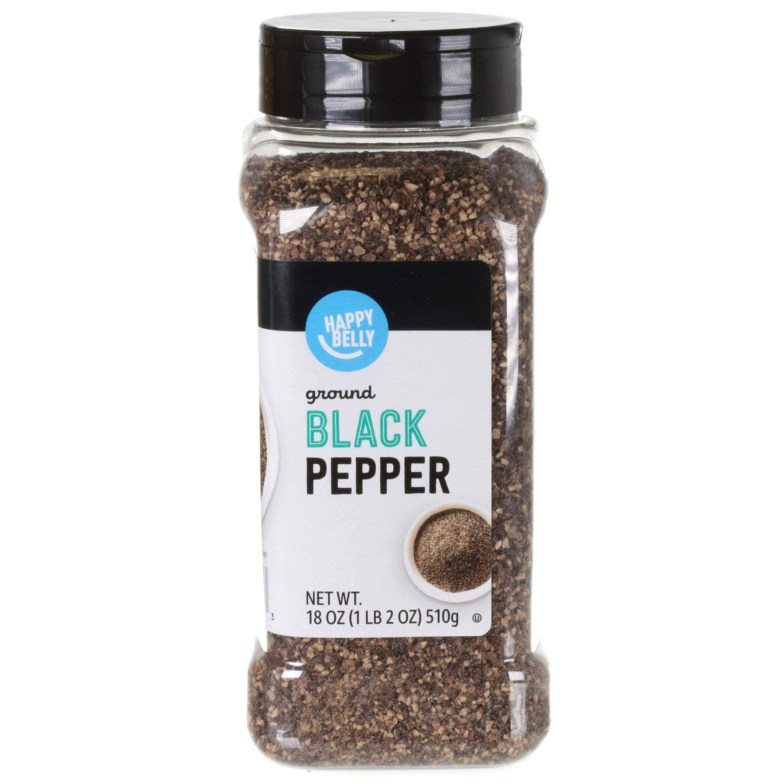 Amazon Brand - Happy Belly Black Pepper, Coarse Ground, 18 oz