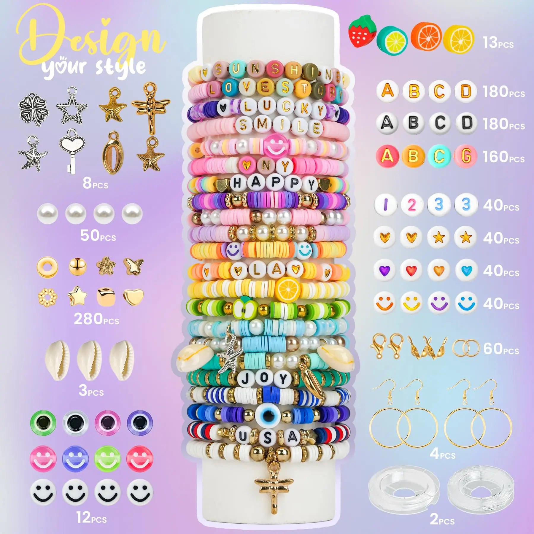 Sunlode 25000Pcs Clay Beads Bracelets Making Kit for Girls, Beads for Bracelets 6 Boxes Bead for Jewelry Making Kit Friendship Bracelet Kit Teen Girl Gifts Trendy Stuff Letter Beads Craft Adult