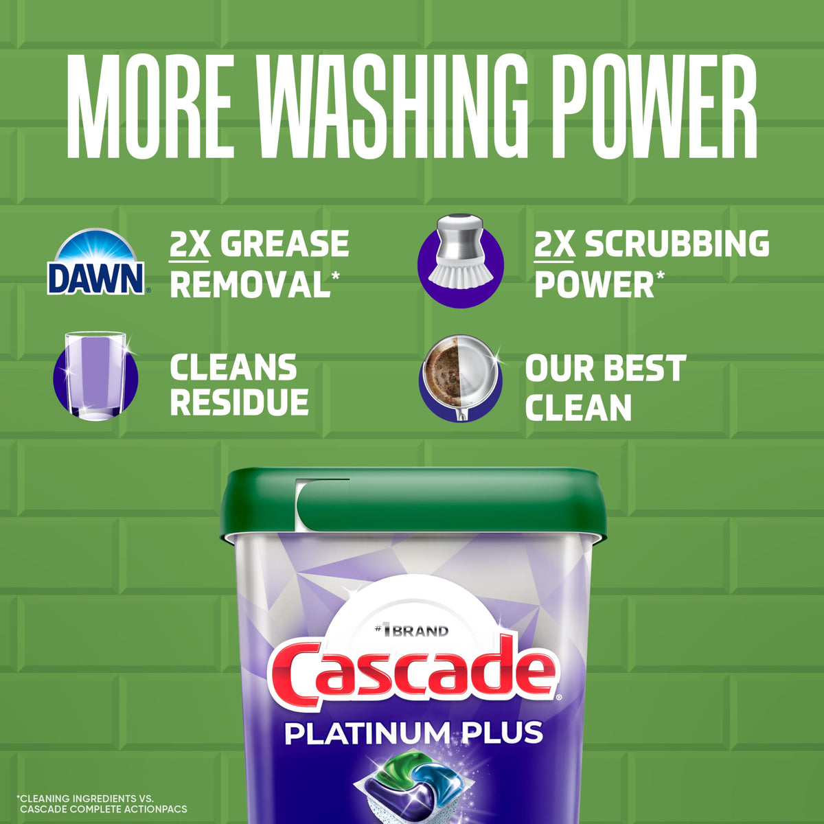 Cascade Platinum Plus Dishwasher Pods, Dishwasher Detergent, Dish Detergent Soap, Mountain, 47 Count