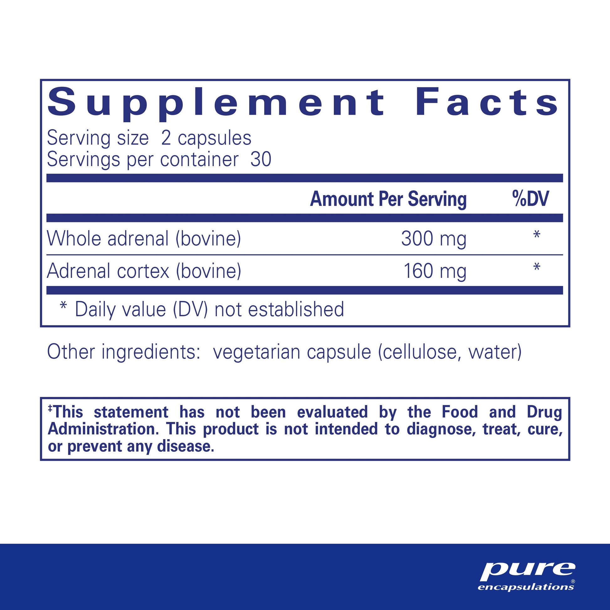 Pure Encapsulations Adrenal Cortex Supplement – Supplement to Support Cortisol Health, Energy Levels, Stress Moderation, and Gland Function – with Bovine Whole Adrenal & Cortex – 60 Capsules*