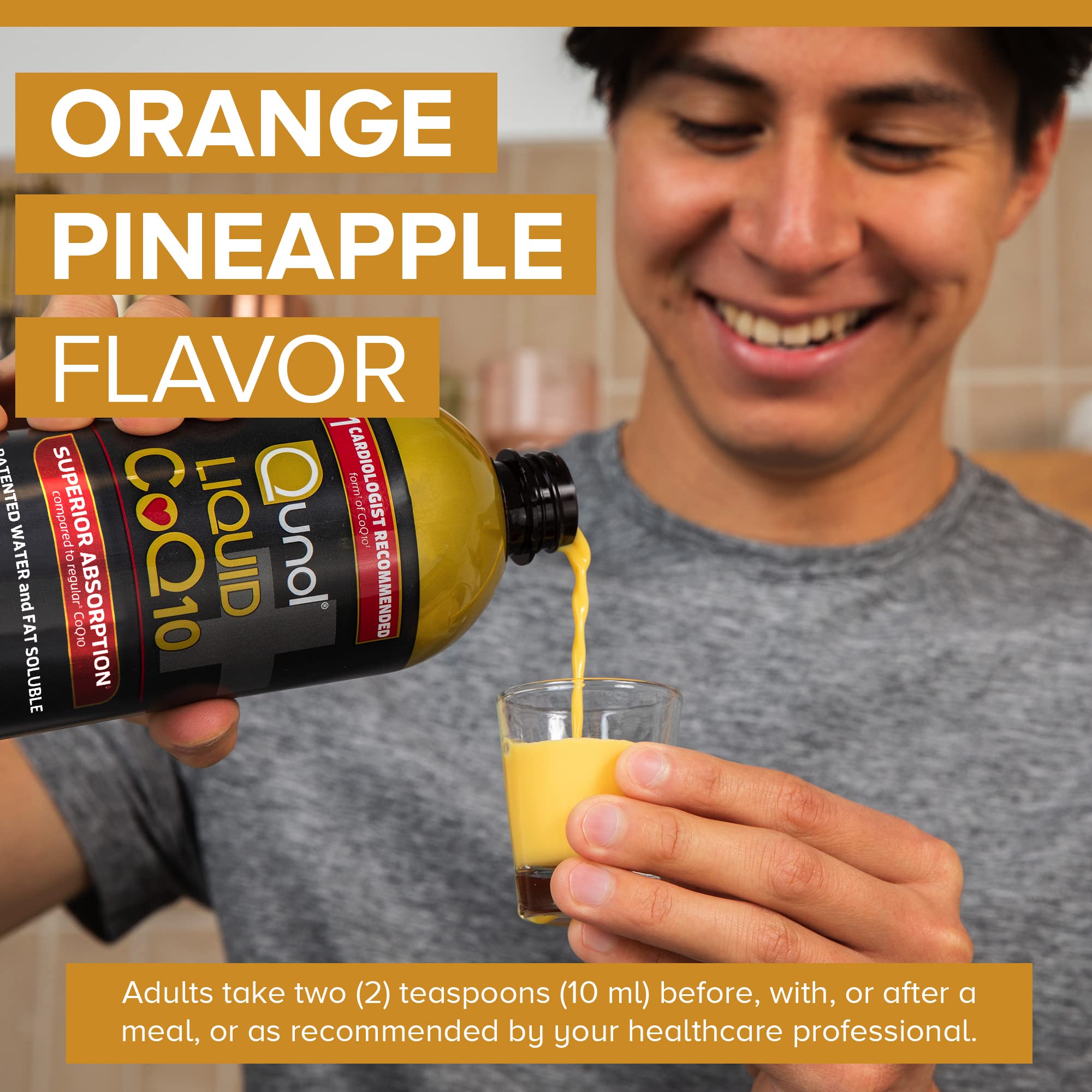 Qunol CoQ10 Liquid Supplement 100mg, Superior Absorption, Natural Form of Coenzyme Q10, Antioxidant for Heart Health, Orange Pineapple Flavored, 90 Servings, 30.4 oz Bottle