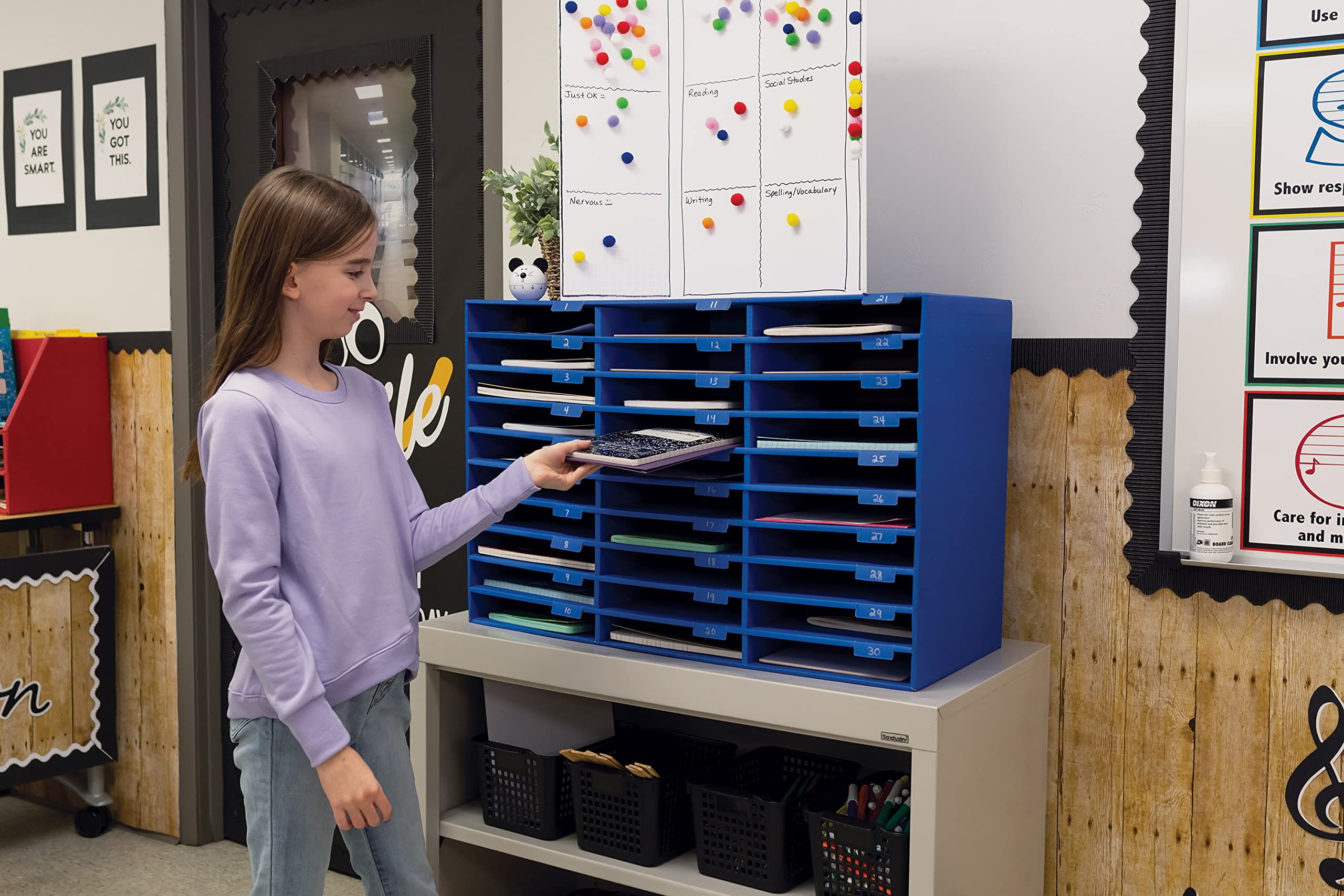 Pacon Classroom Keepers 30-Slot Mailbox, Blue (001318)