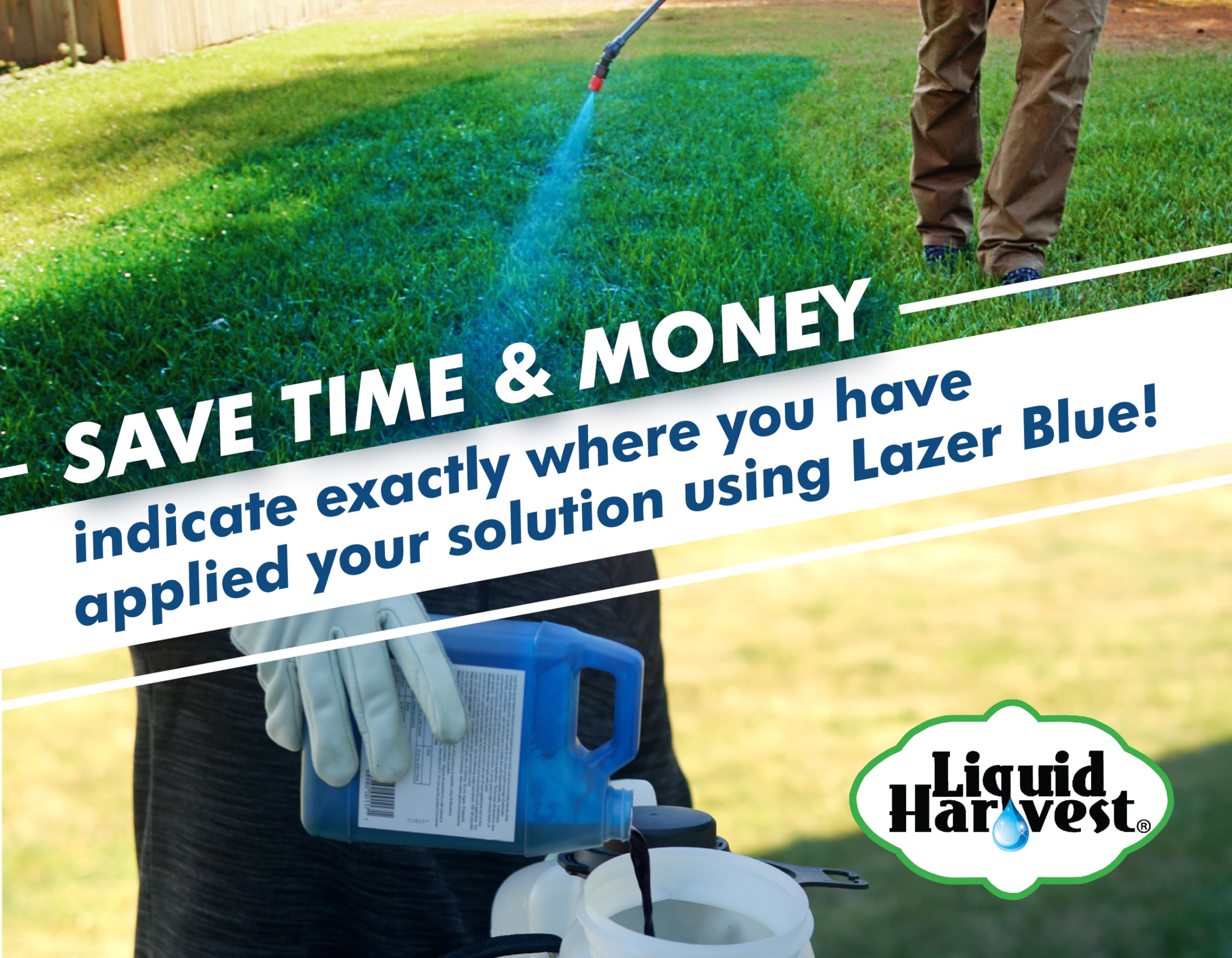 Liquid Harvest Lazer Blue - 32 Ounces - Concentrated Spray Pattern Indicator - Perfect Weed/ Fertilizer Marking Dye, Turf Mark and Blue Herbicide Marker