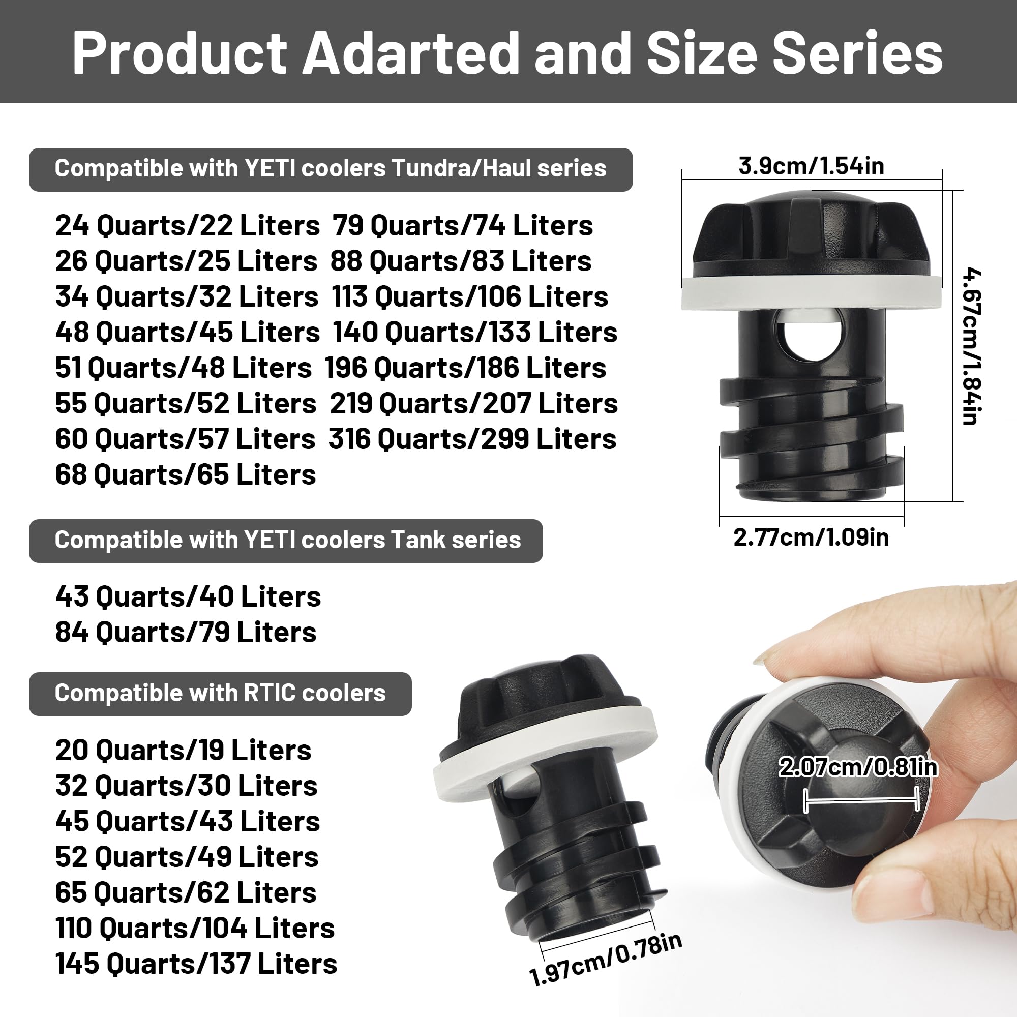 Cooler Drain Plug, 2 Pack Replacement, Compatible with Yeti Roadie, Tundra, and Tank Coolers and Fit for RTIC Coolers