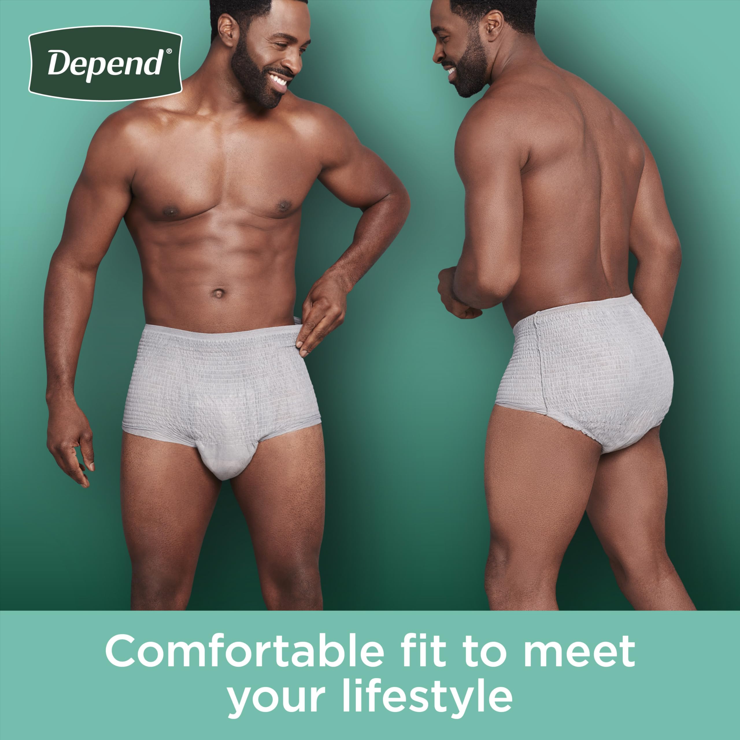 Depend Fresh Protection Adult Incontinence Underwear for Men, Disposable, Maximum, Large, Grey, 28 Count, Packaging May Vary