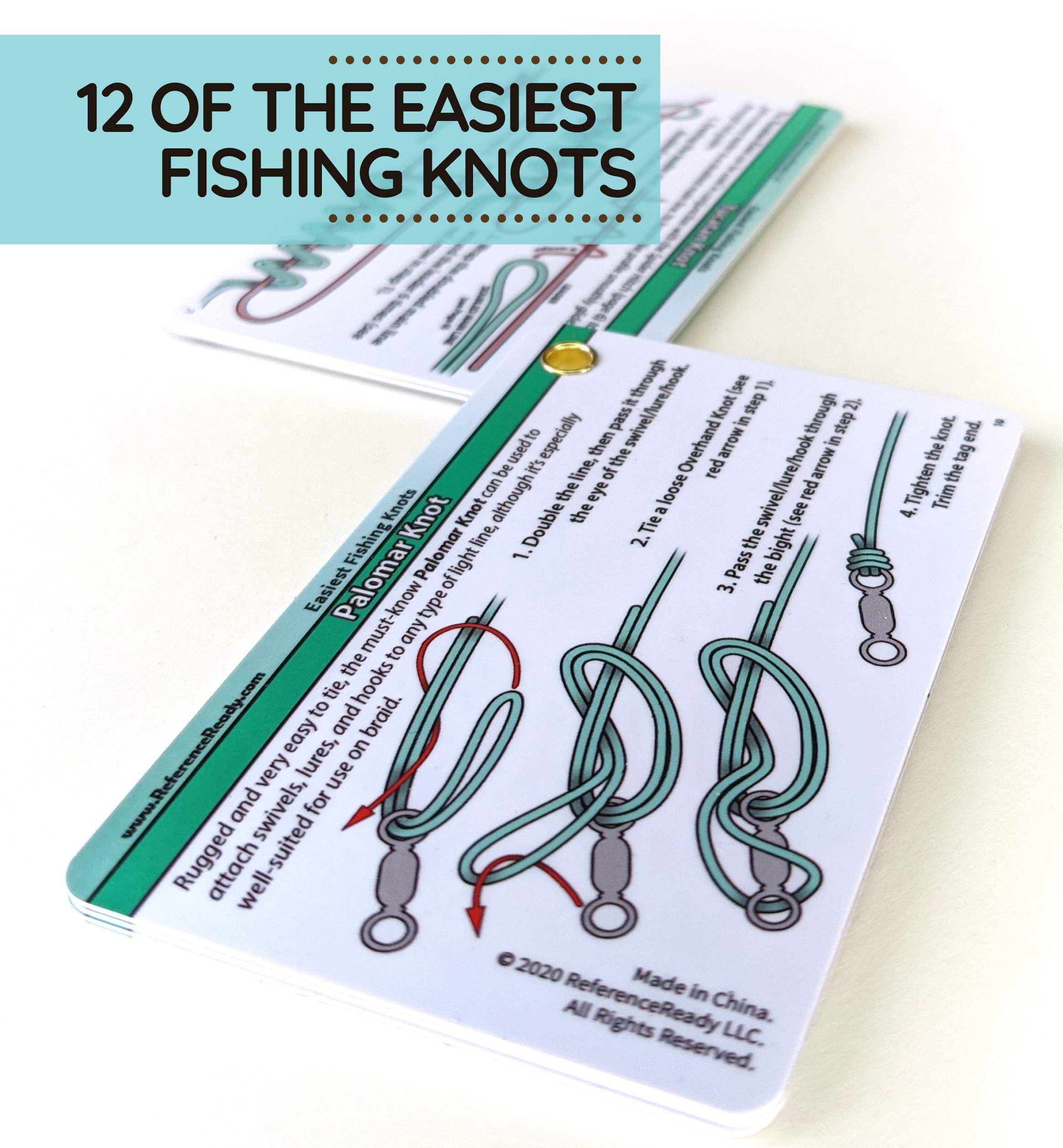 Easiest Fishing Knots: Waterproof Guide on How to Tie 12 Simple Fishing Knots with Mini Carabiner, Perfect for Beginners