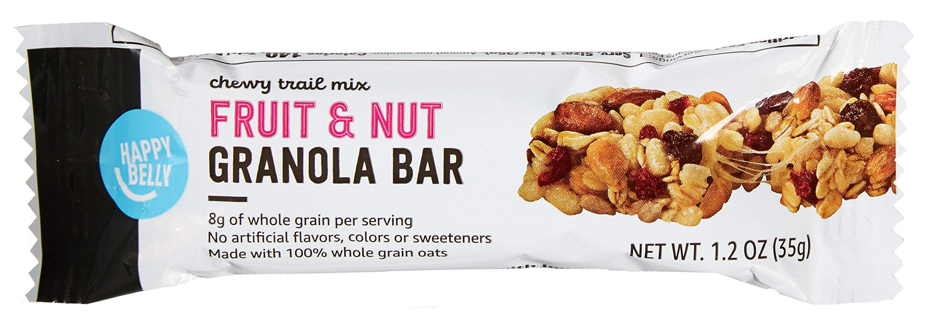 Amazon Brand - Happy Belly Fruit & Nut Chewy Trail Mix Granola Bars, 6 Count