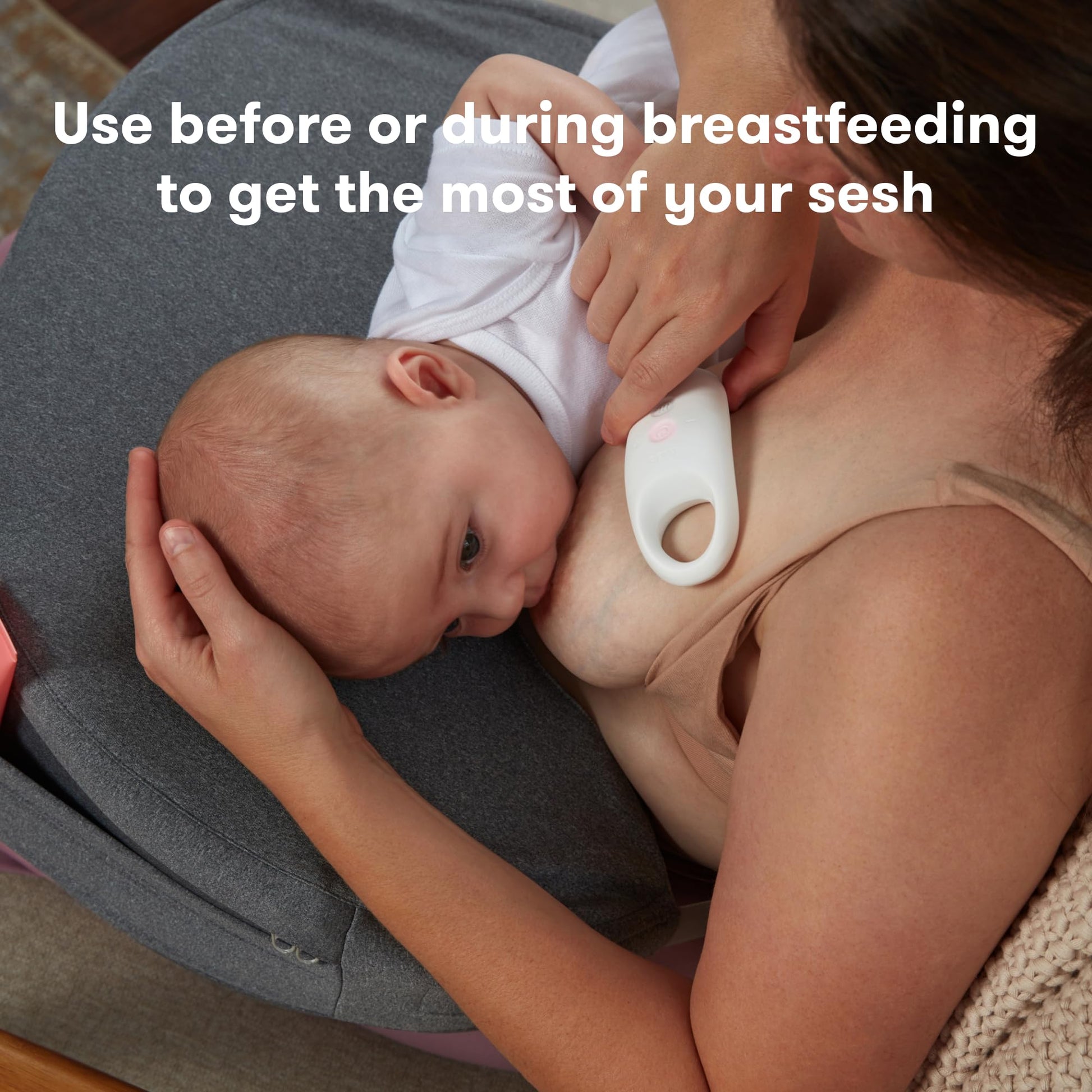 Frida Mom 2-in-1 Lactation Massager, Multiple Modes of Heat + Vibration for Clogged Milk Ducts, Increase Milk Flow, Breast Engorgement - USB Cord Included, White