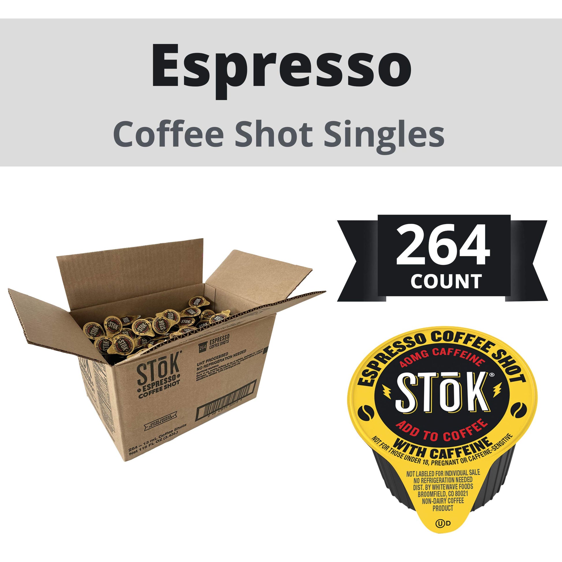 SToK Cold Brew Espresso Coffee Shots, Unsweetened, 0.43 Fl Oz (Pack of 264)