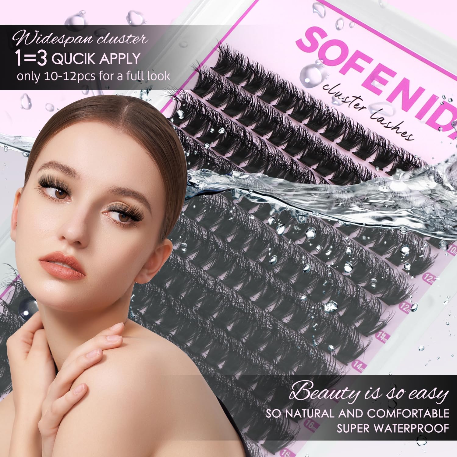 SOFENIDA Lash Clusters Kit 80D Lash Clusters Kit 10-18mm Volume Eyelash Clusters D Curl Cluster Eyelash Extensions 3D Wispy Lashes Clusters DIY Lash Extension Kit(80D-10-18MIX Thick Kit)