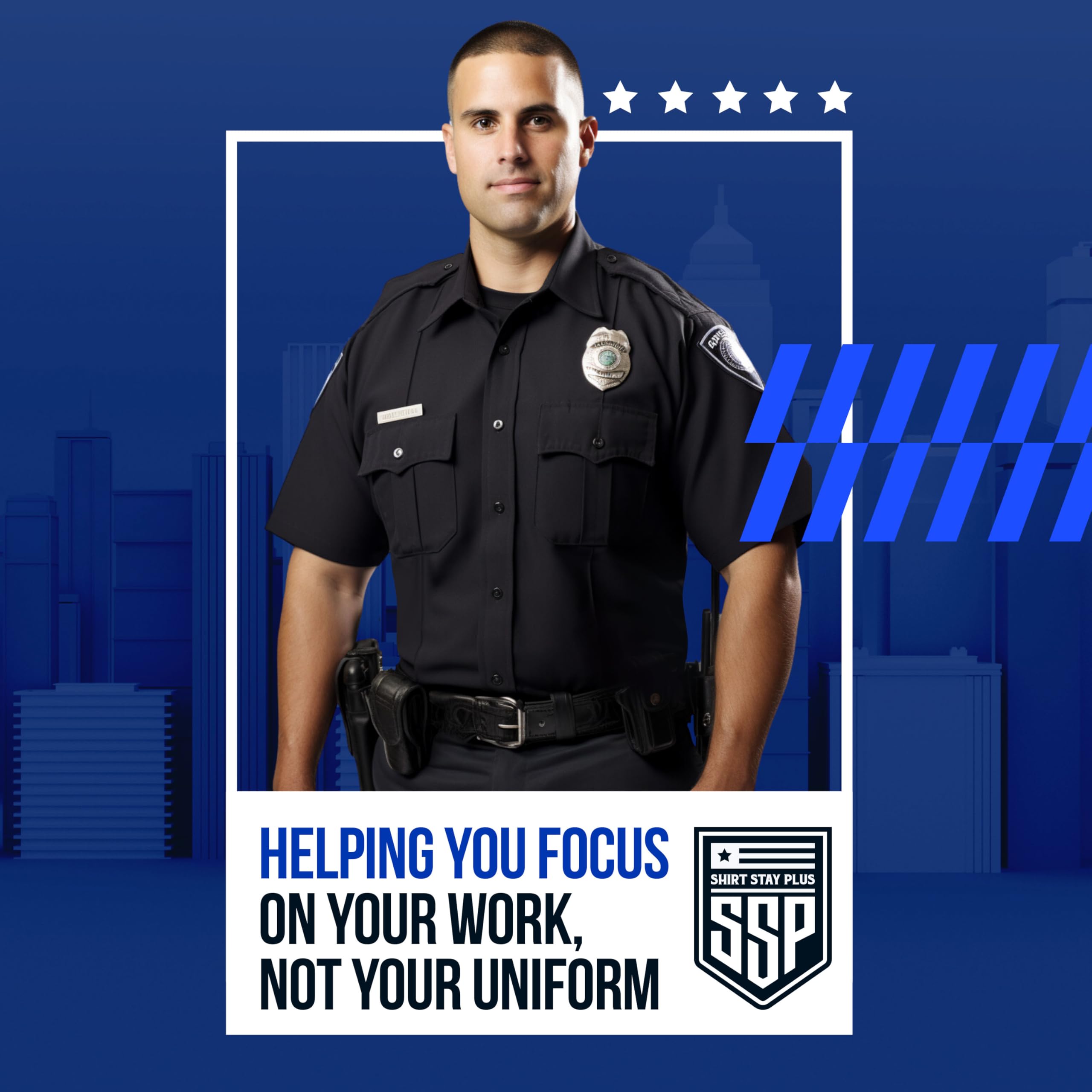 Shirt Stay Plus Tuck-It Belt Style Shirt Stay for Men Police from (Made in USA -Standard Size, Select Series) Shirt Tucker Holder for Law Enforcement