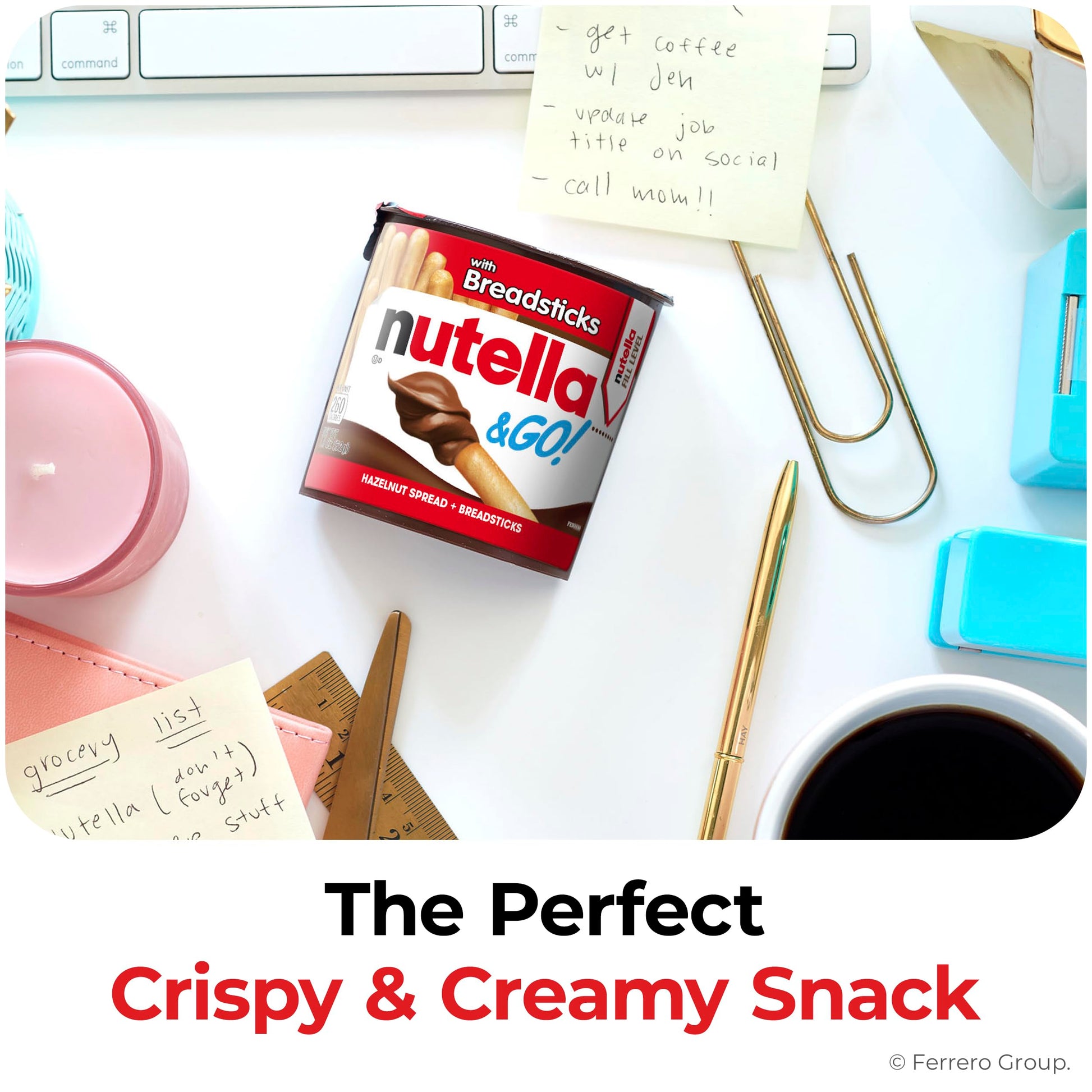Nutella & GO! Bulk 12 Pack, Hazelnut and Cocoa Spread with Breadsticks, Stocking Stuffers, Snack Cups, 1.8 oz Each​