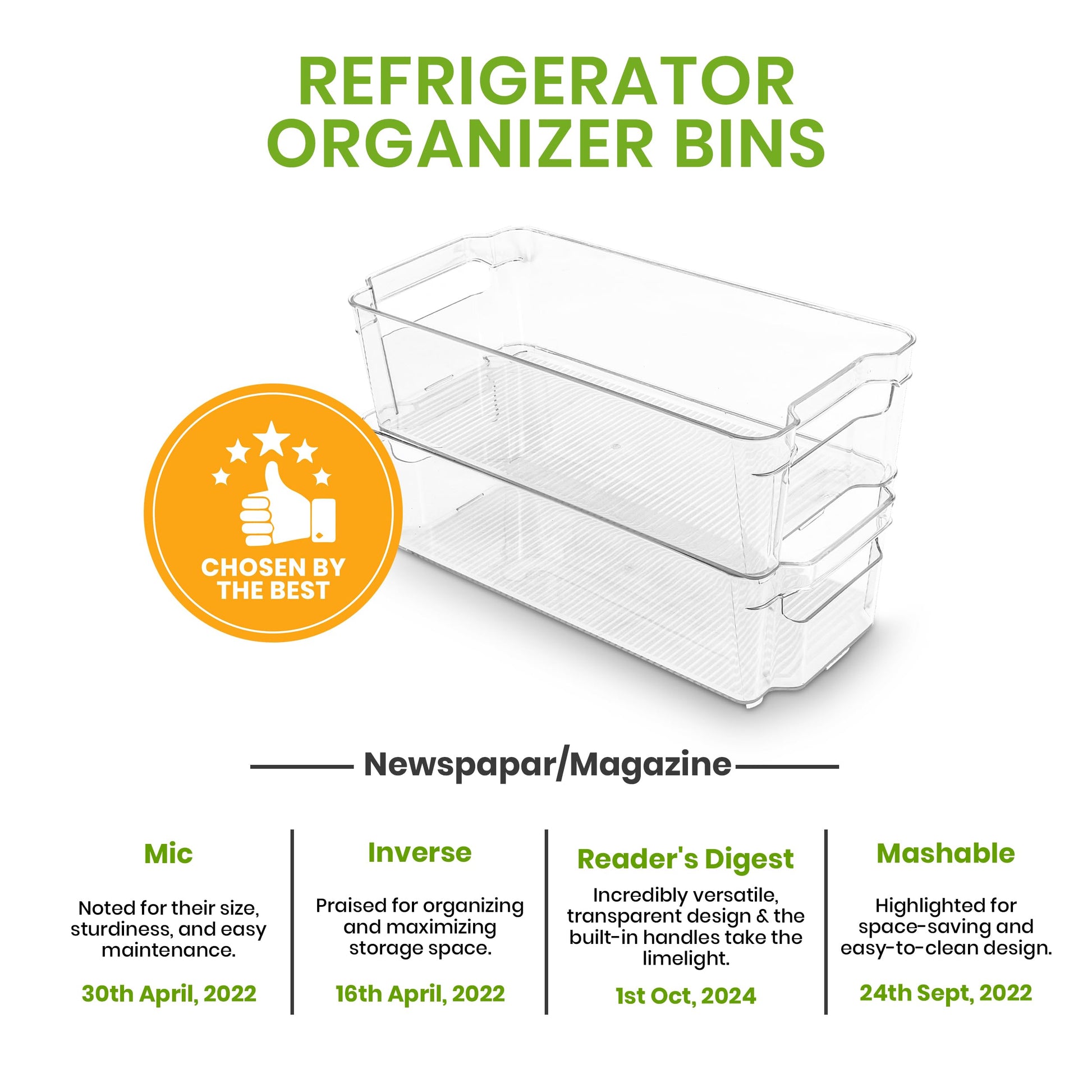 Utopia Home - Fridge Organizer Bins - Refrigerator Organizing Bins - Pantry Organizers & Storage - Stackable for Home & Kitchen Pantry Organization - Clear Plastic Containers (8 Pack)