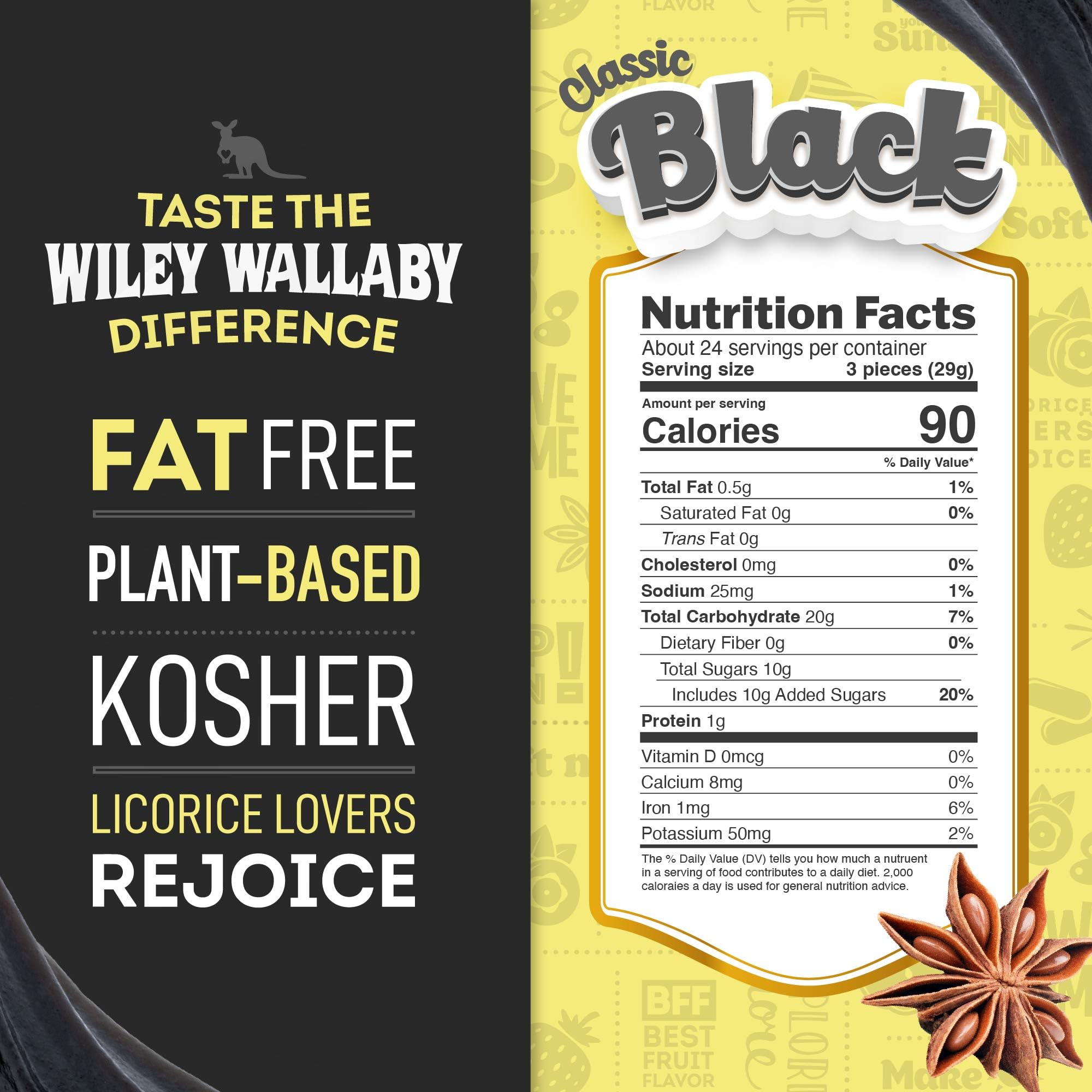 Wiley Wallaby Licorice 24 Ounce Classic Gourmet Soft & Chewy Australian Black Licorice Candy Twists, 1 Pack