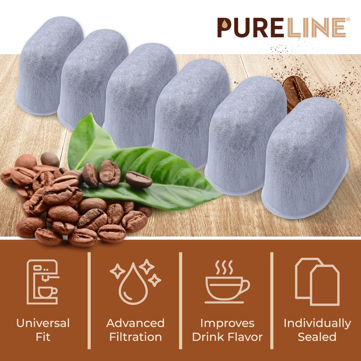 Keurig Filter Replacement, 12 Pack Compatible Charcoal Water Filter Replacement by Pureline - for Keurig 2.0 and 1.0 Classic Coffee Makers