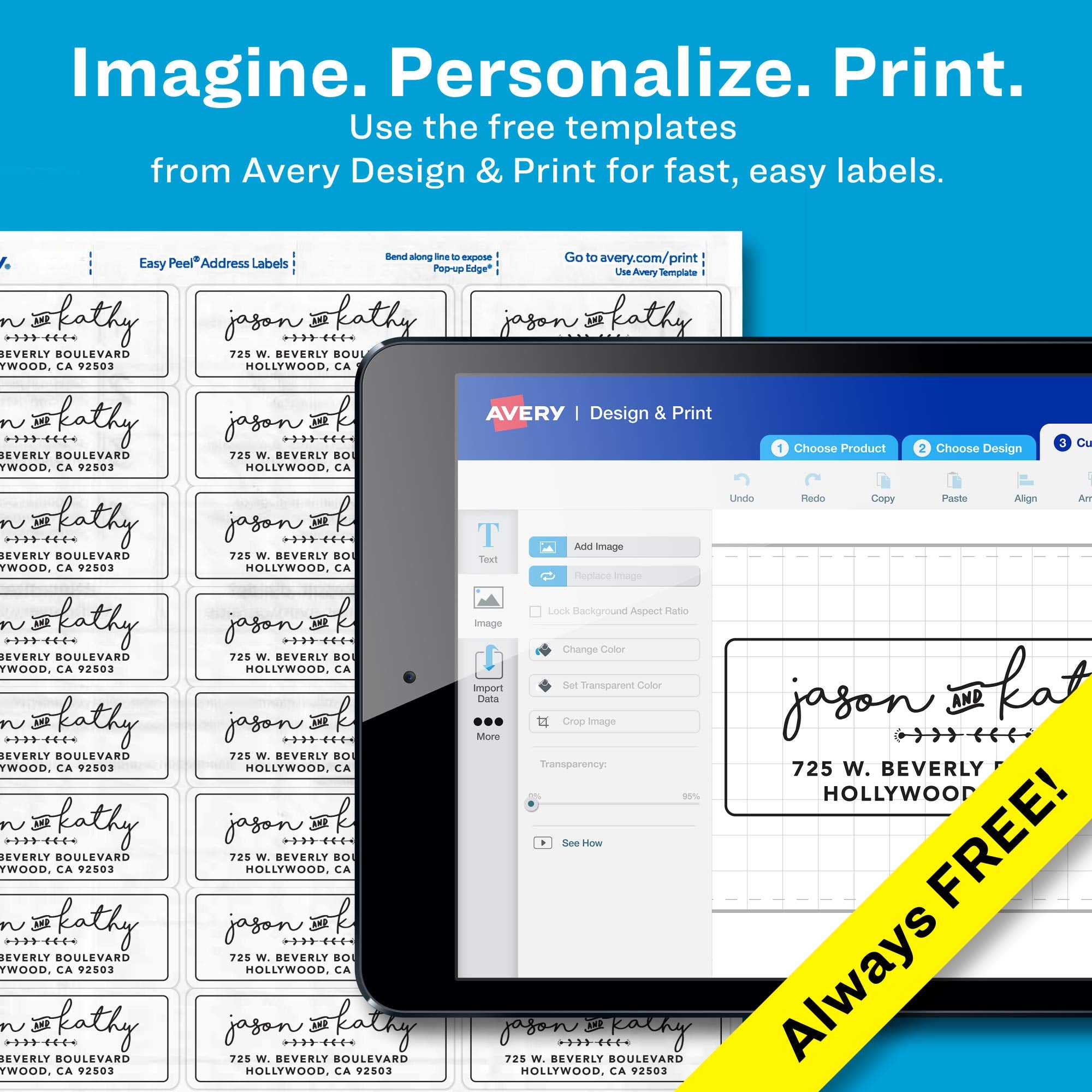 Avery Printable Address Labels with Sure Feed, 1" x 2-5/8", Glossy Clear, 300 Blank Mailing Labels for Laser and Inkjet Printers (6521)