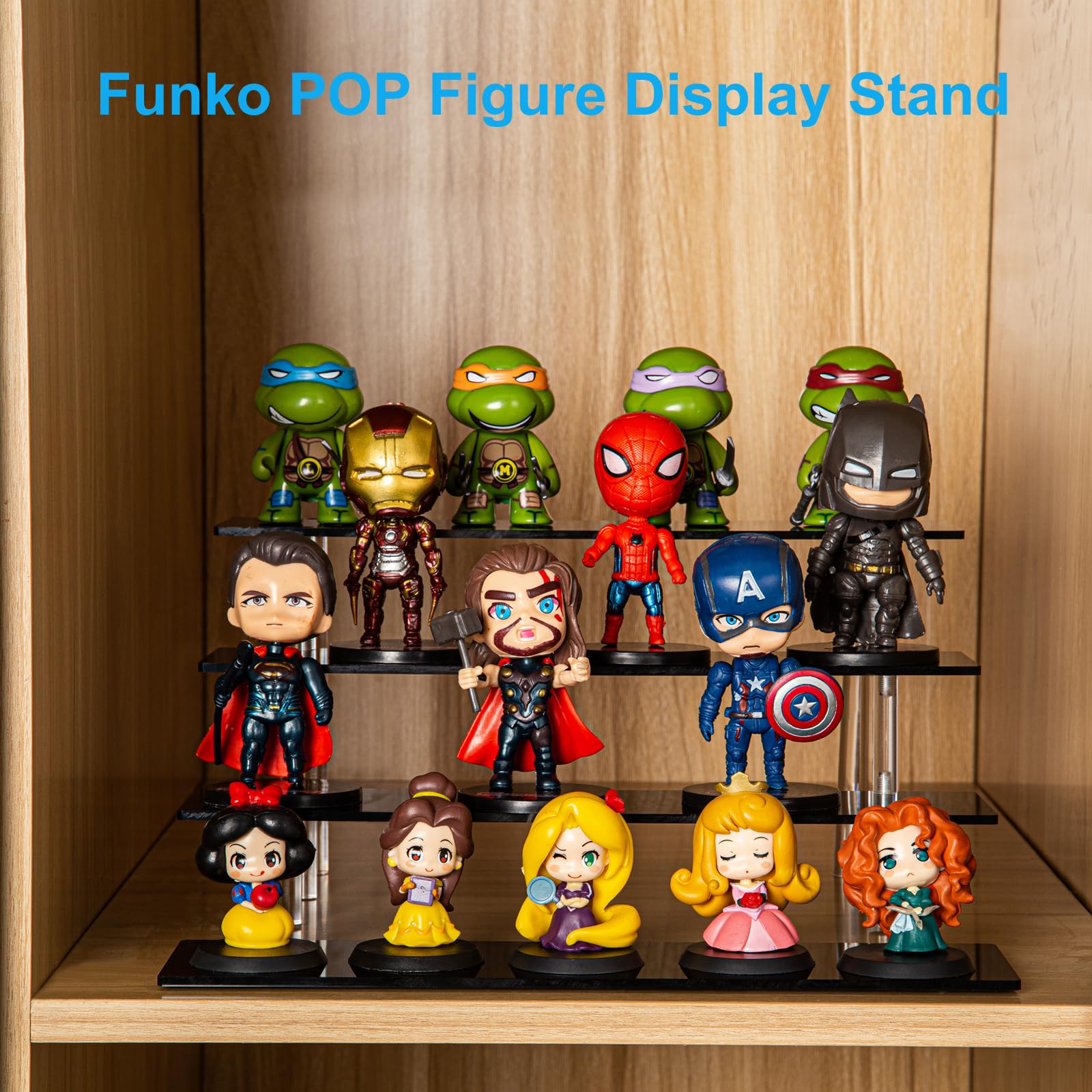 HENABLE 4 Tier Perfume Organizer Stand, Acrylic Risers Display Stands, Display Risers, Perfume Shelf Dessert Display for Party, Figure Stand Funko POP Shelves, Black Cupcake Stand Holder