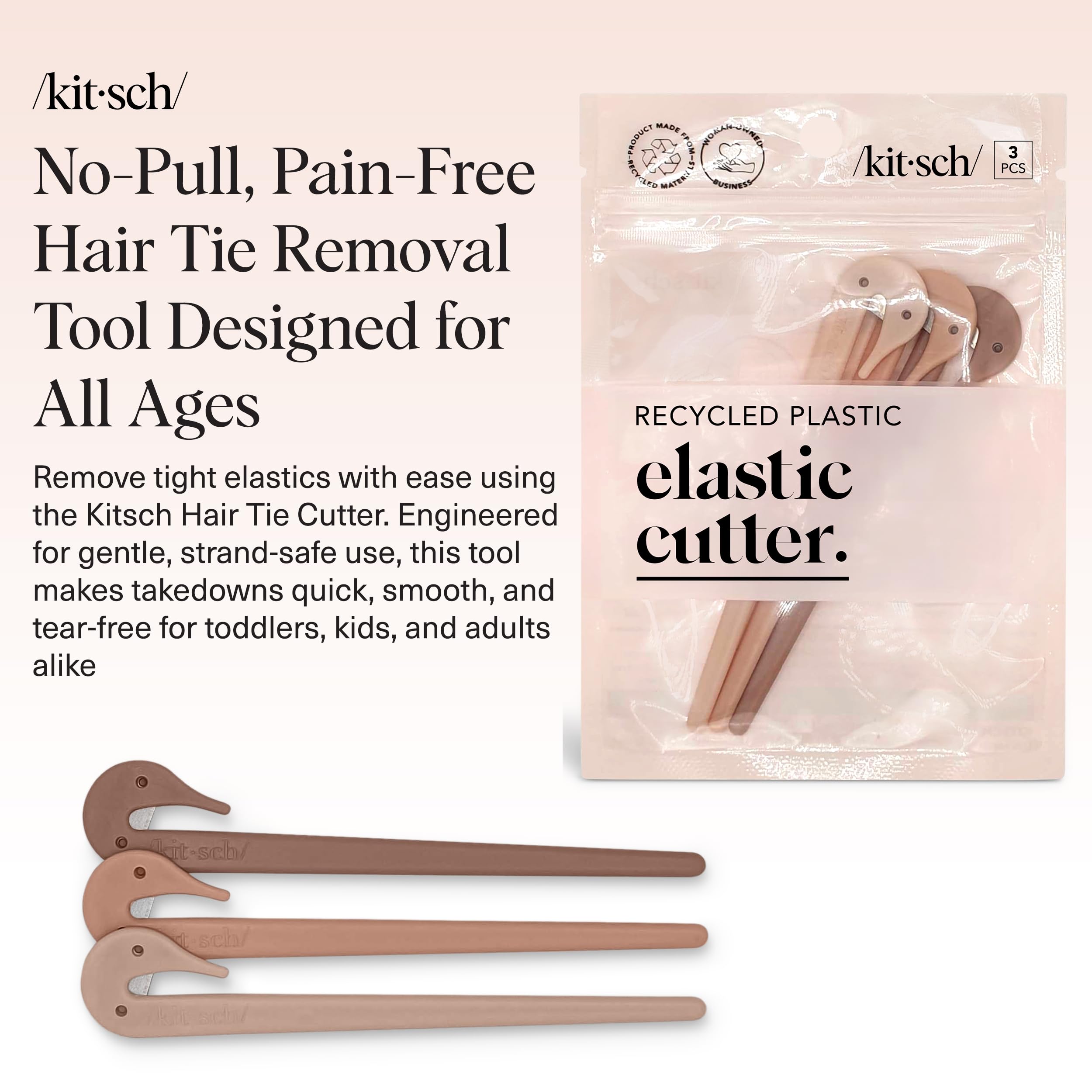 Kitsch Hair Tie Cutter – Easy To Use, Pain Free Rubber Band Cutter for Hair Kids, Baby & Toddler Girls – Multicolor, 3pc Set