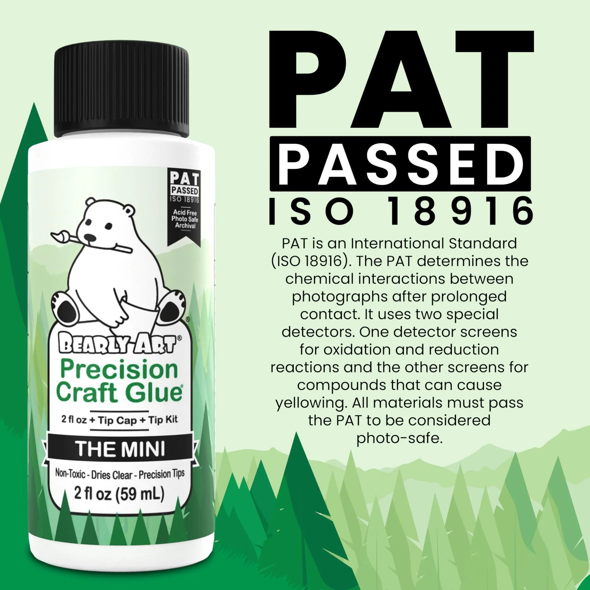 Bearly Art Precision Craft Glue - The Mini - 2fl oz with Tip Kit - Acid Free Archival - Strong Hold Adhesive - Ideal for Fine Paper Crafting Scrapbooking and Card Making - Made in USA